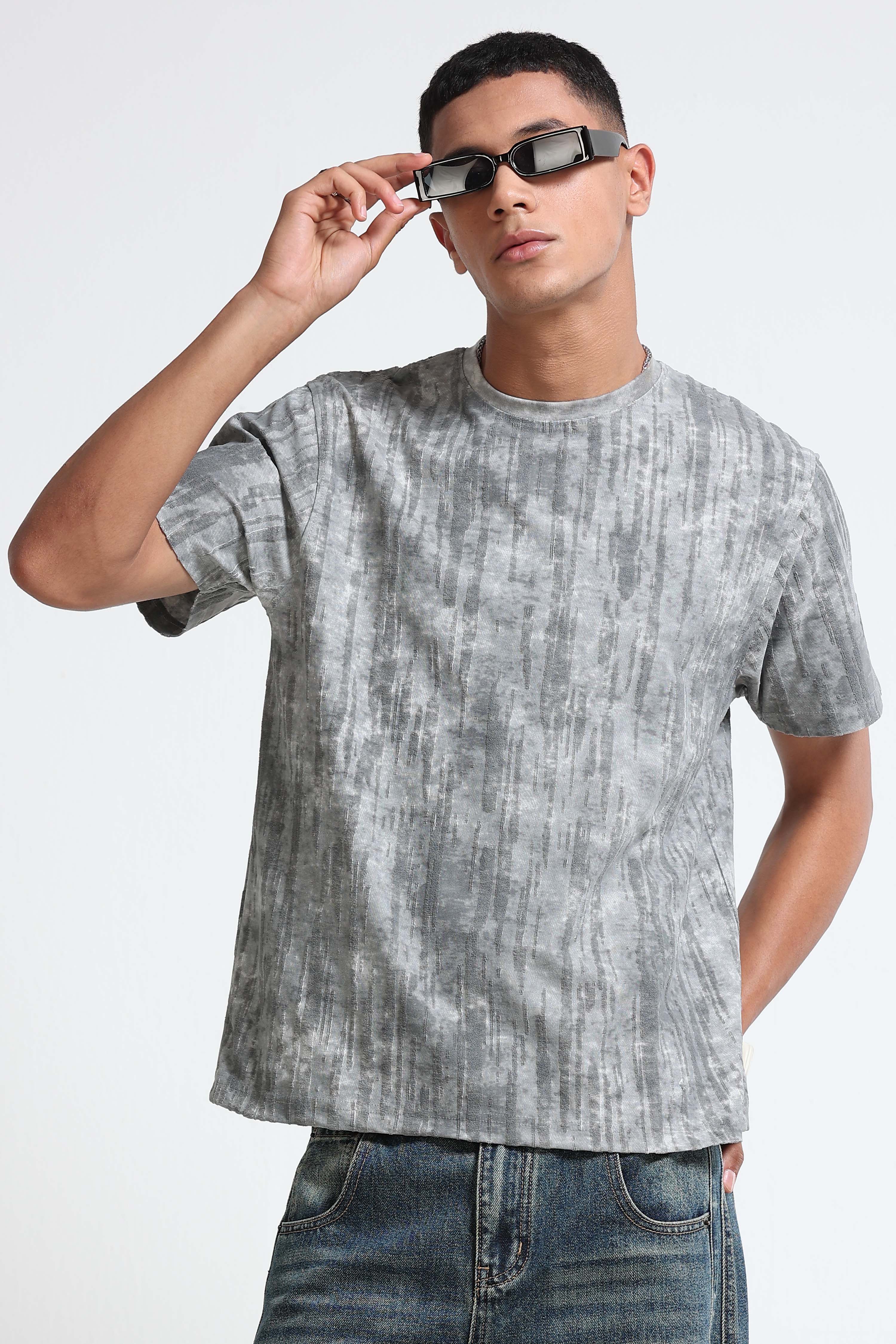 Men Grey Casual Relaxed Fit T-Shirt