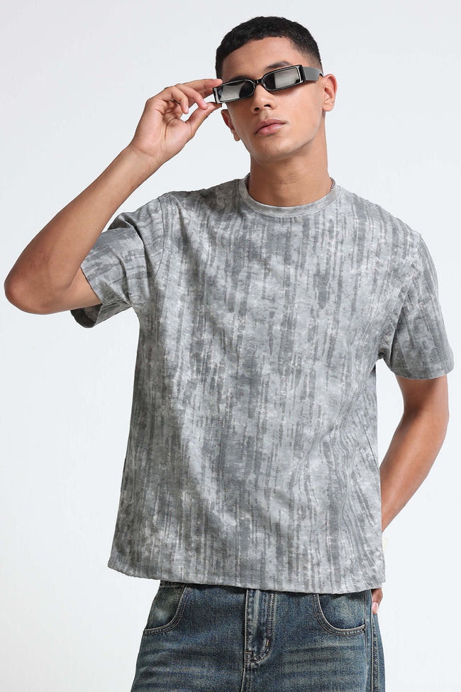 Men Grey Casual Relaxed Fit T-Shirt