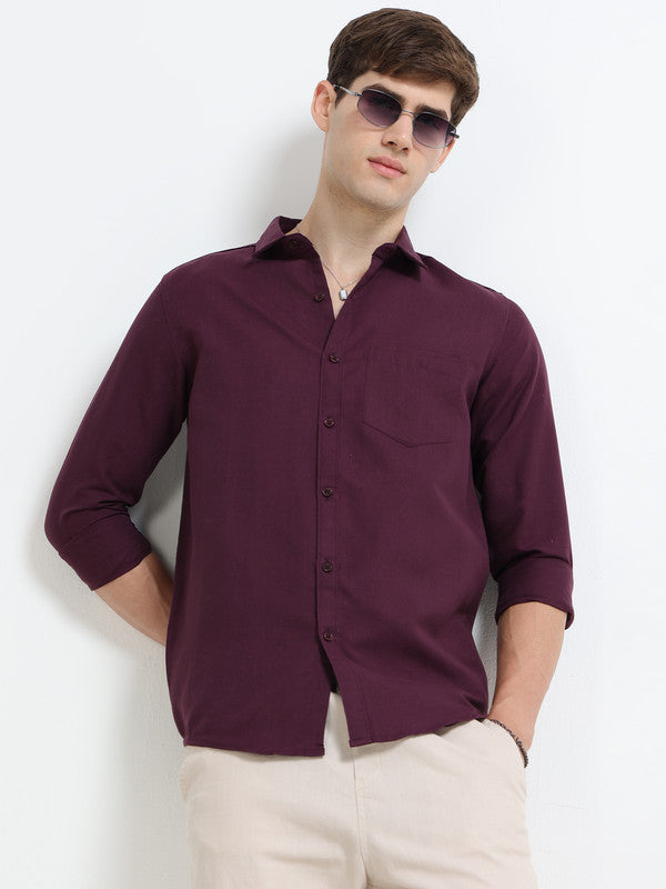 Men Wine Casual Shirt
