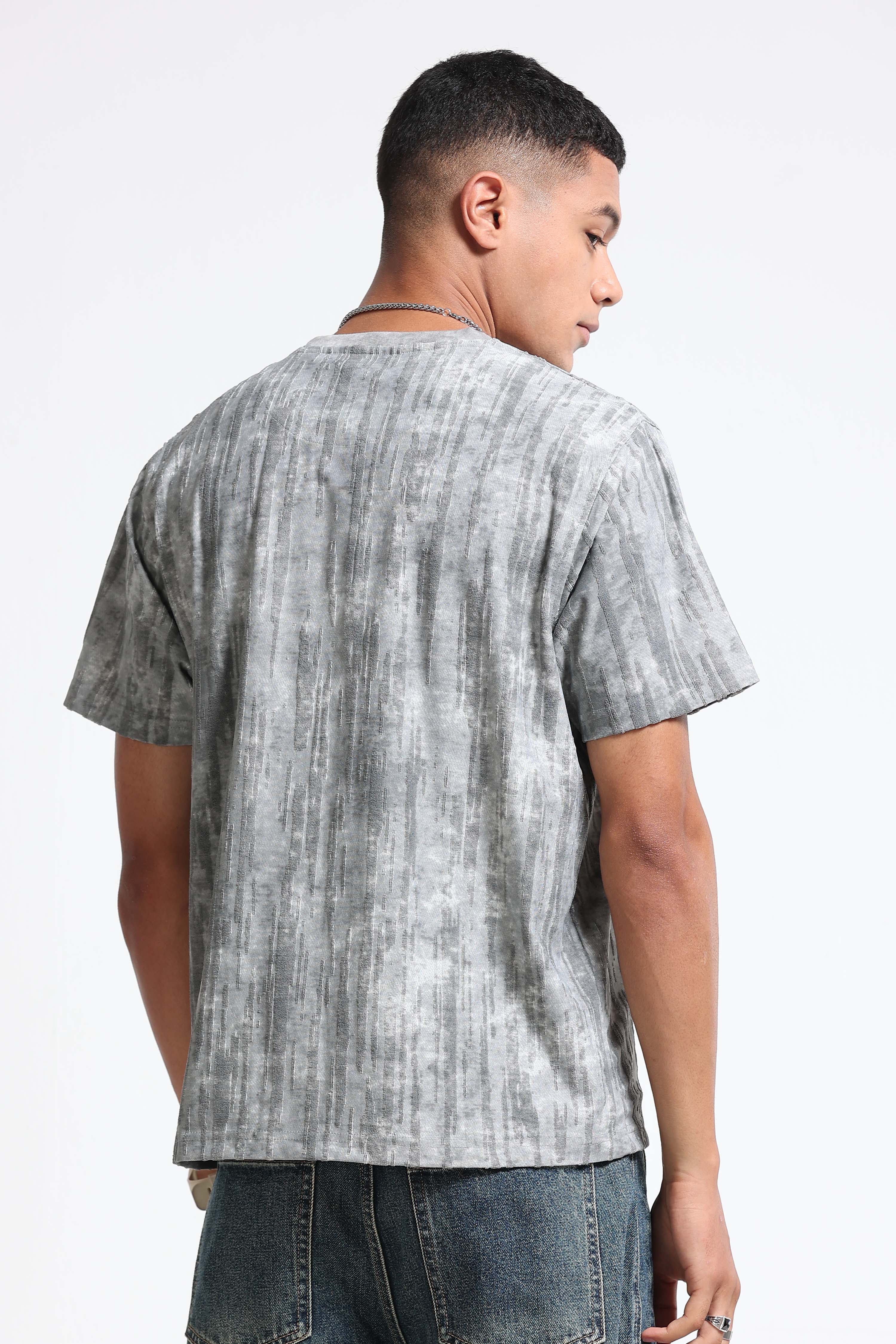 Men Grey Casual Relaxed Fit T-Shirt