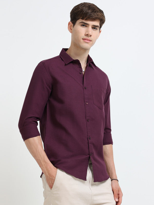 Men Wine Casual Shirt