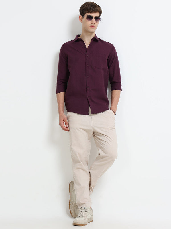 Men Wine Casual Shirt