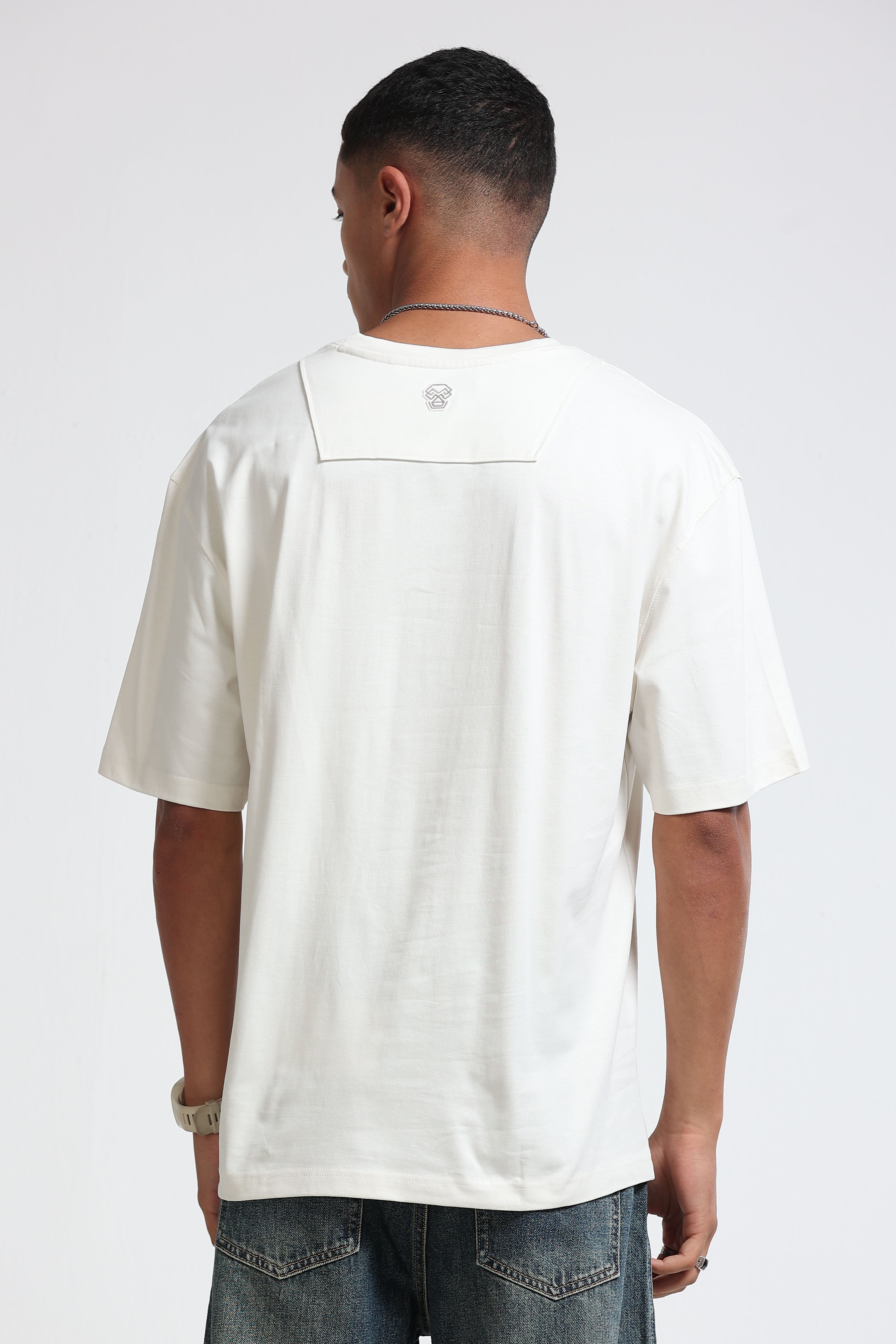 Men White Oversized Crew Neck T-Shirt