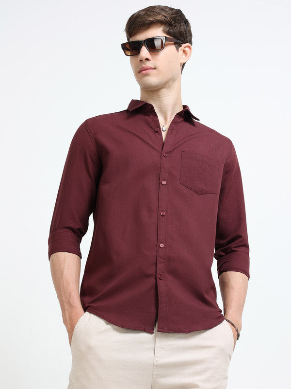 Men Maroon Casual Shirt