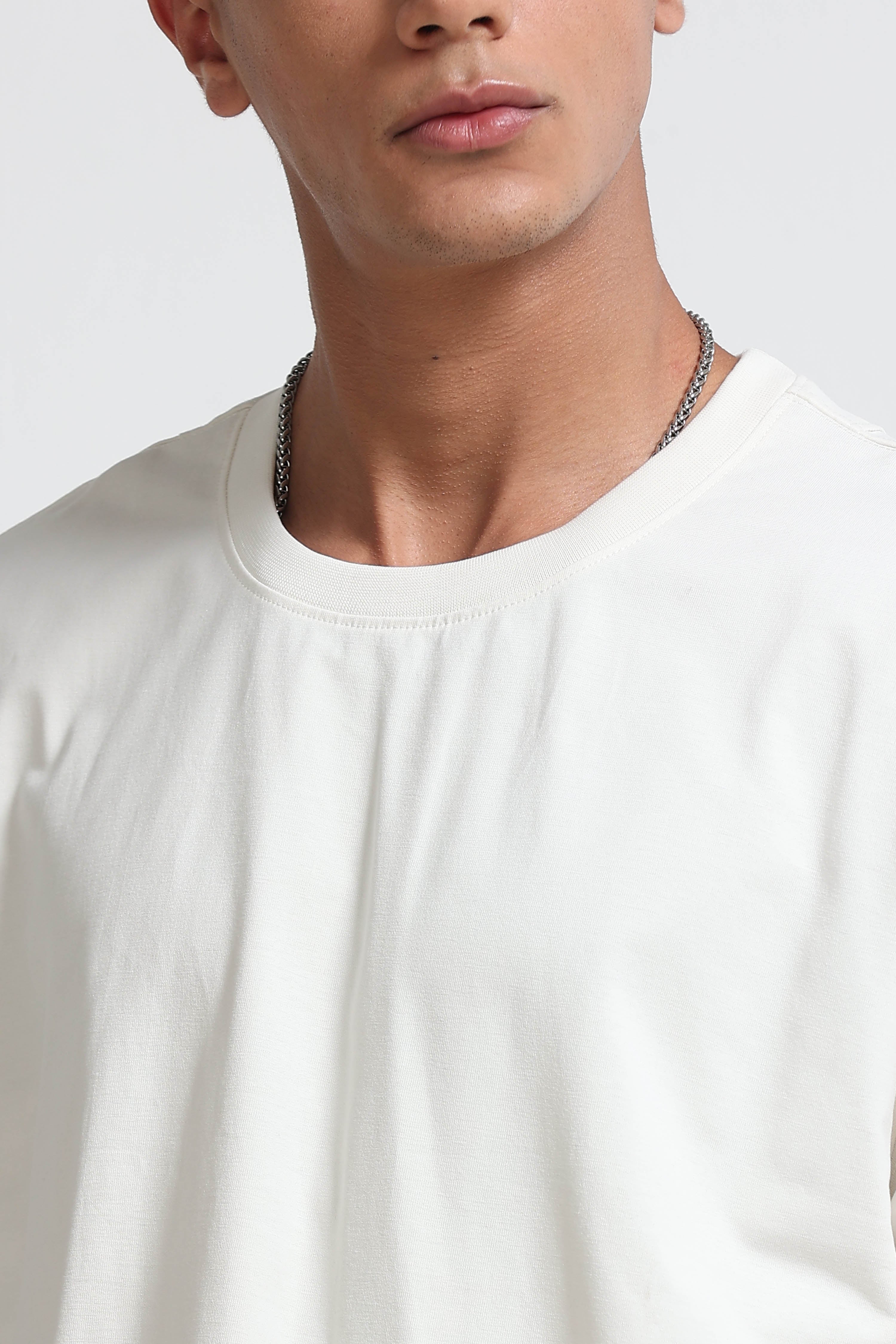 Men White Oversized Crew Neck T-Shirt