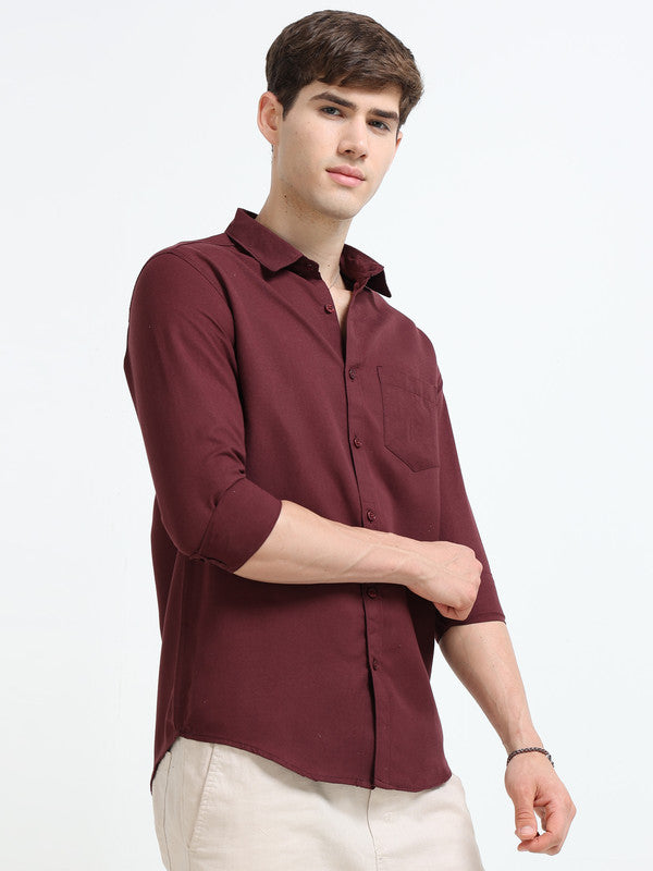 Men Maroon Casual Shirt
