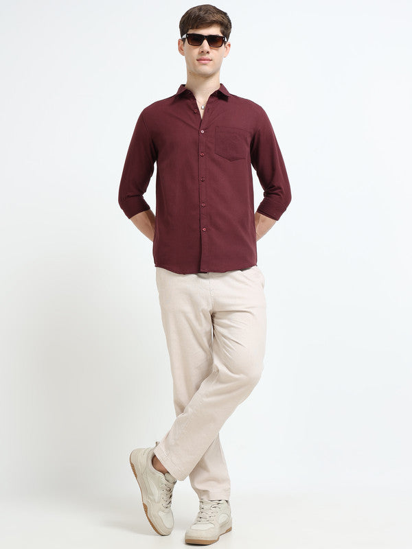 Men Maroon Casual Shirt