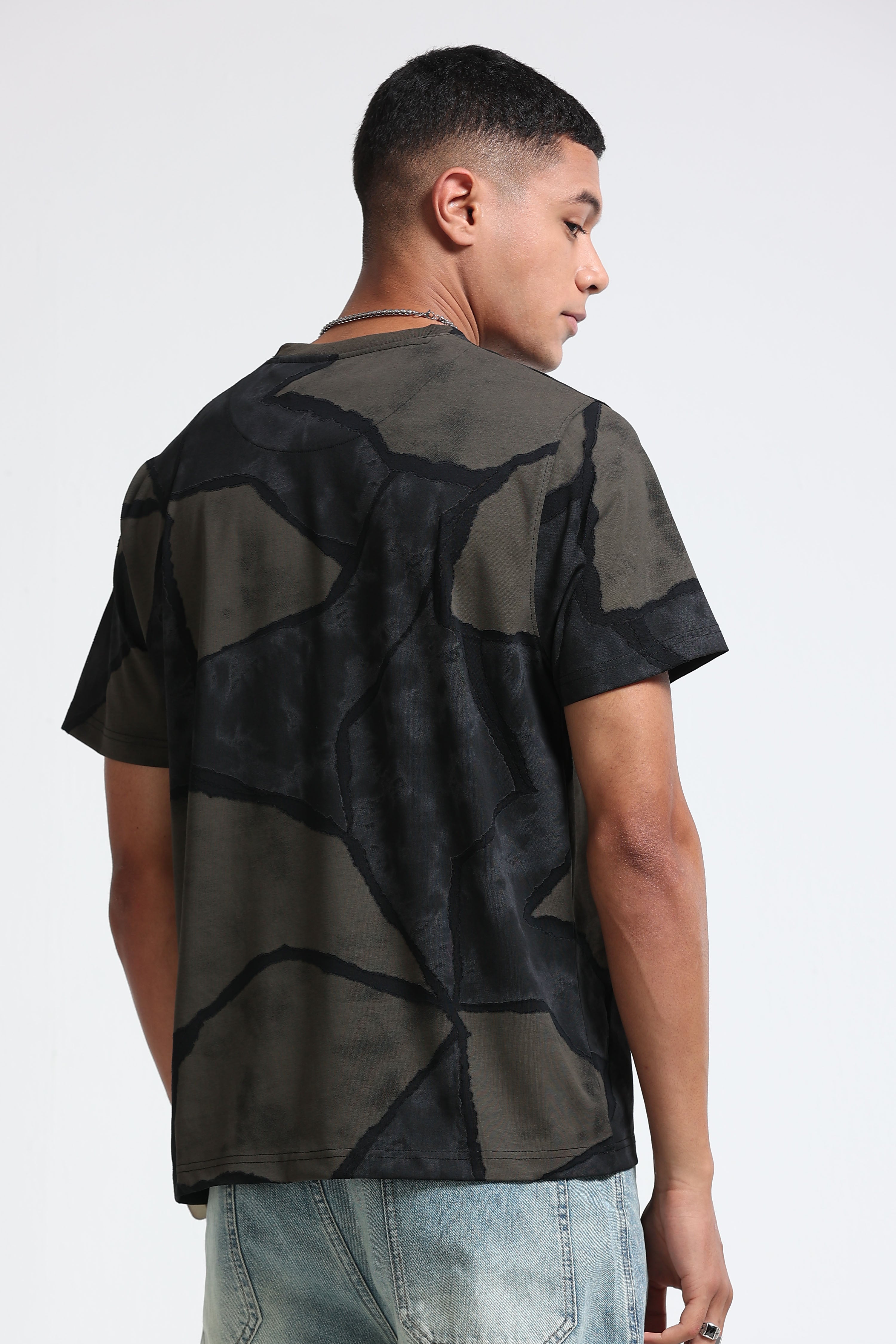 Men Black Modern Abstract Print T-Shirt