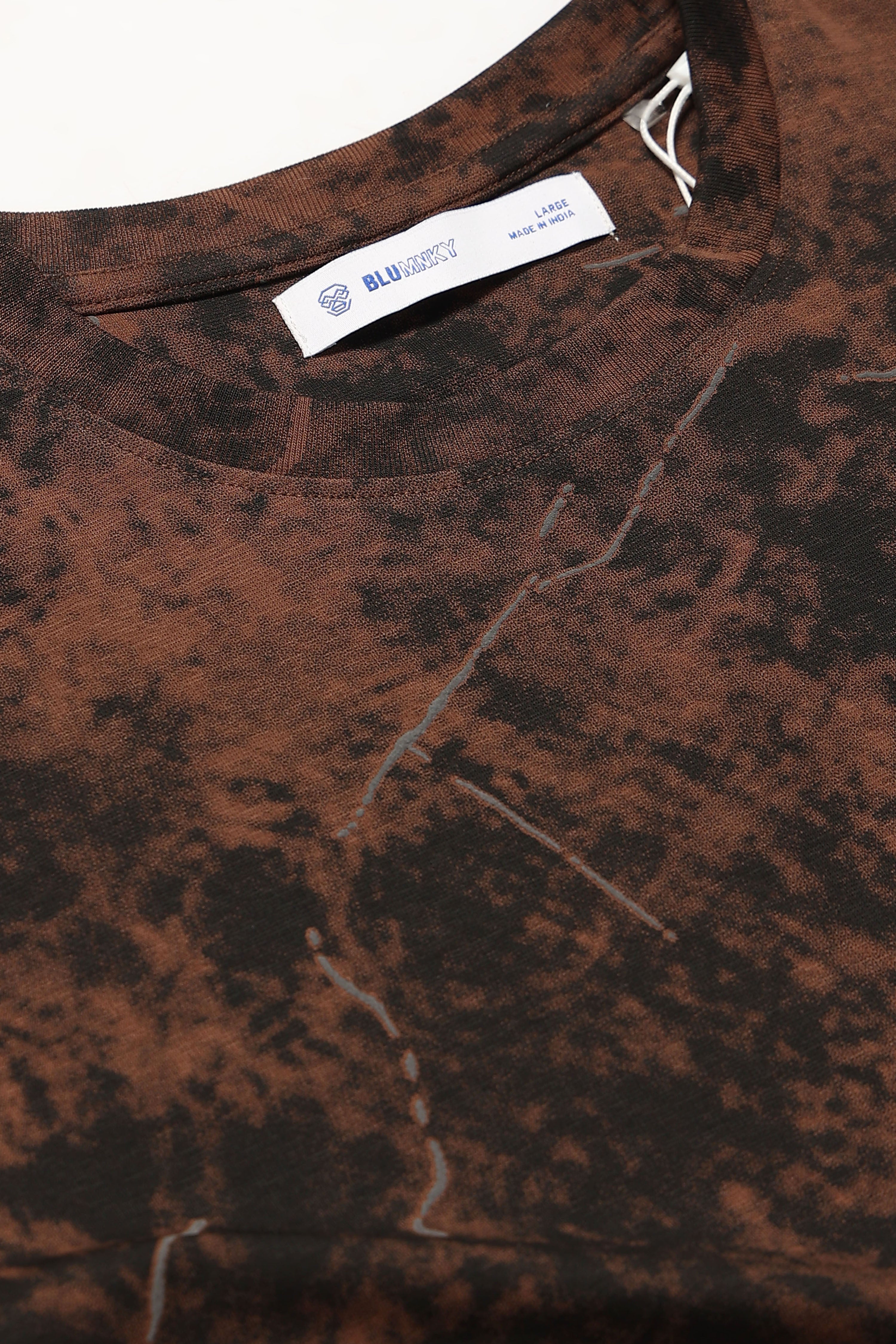 Men Brown Premium Self Designed T-Shirt
