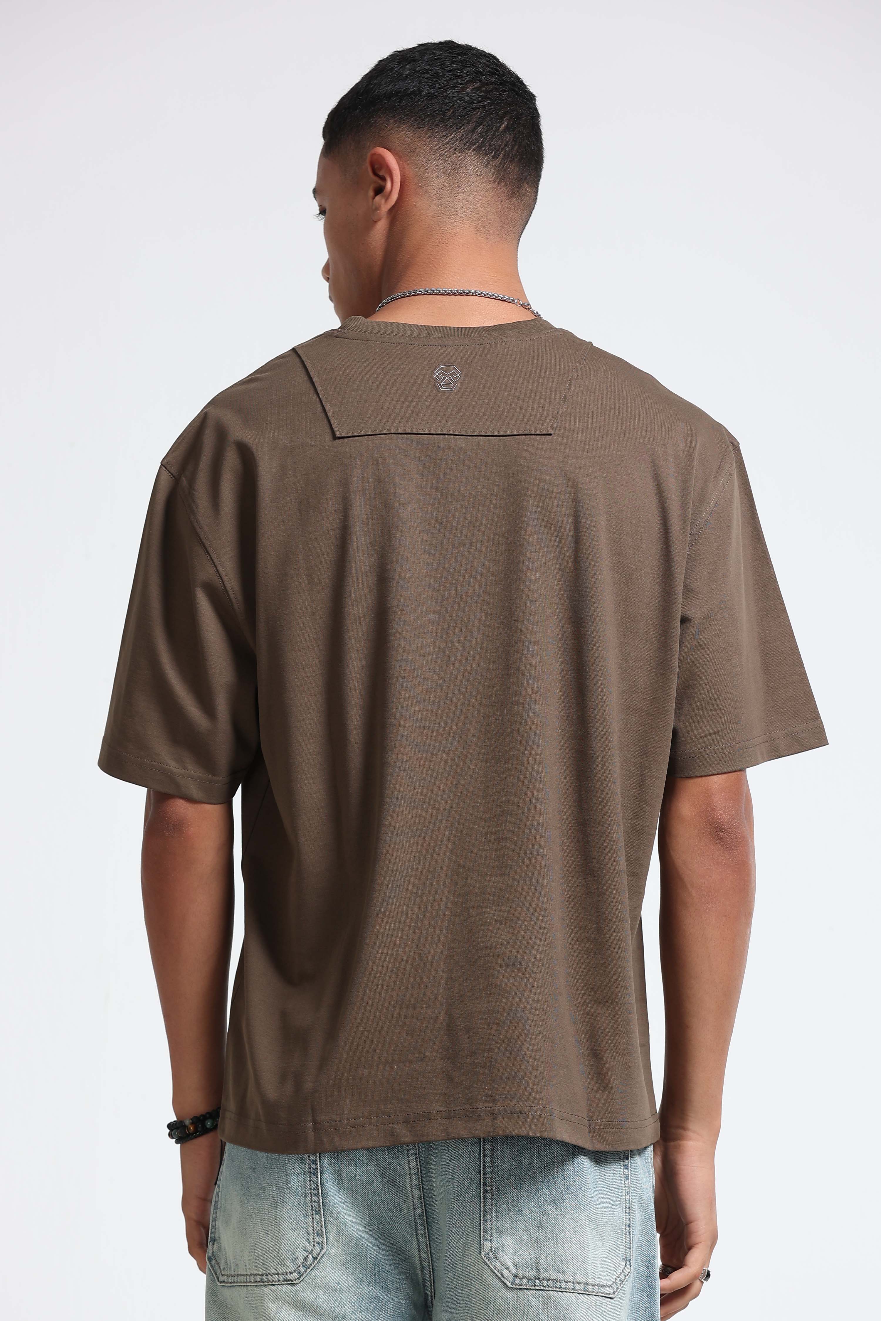 Men Olive Oversized Crew Neck T-Shirt