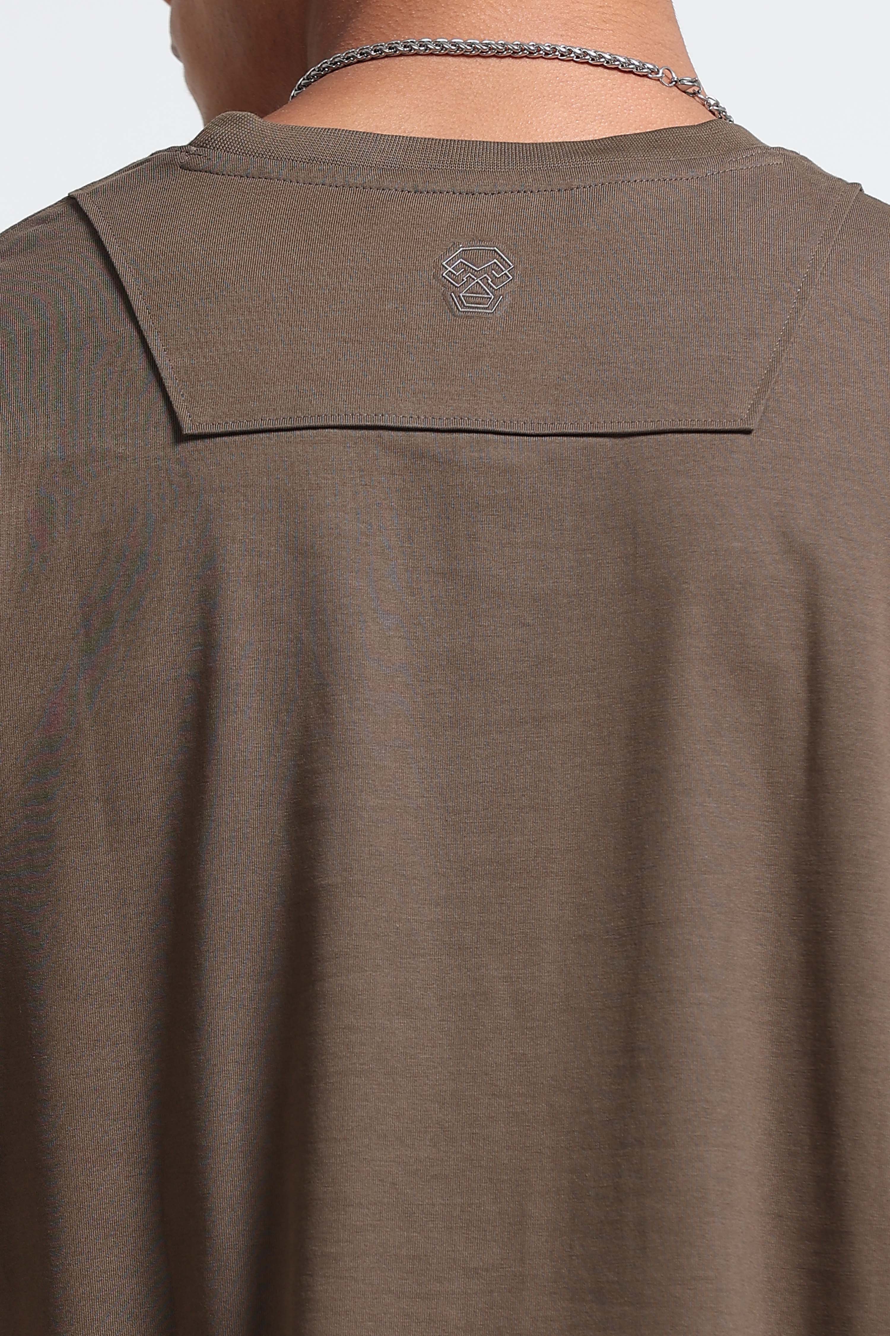 Men Olive Oversized Crew Neck T-Shirt