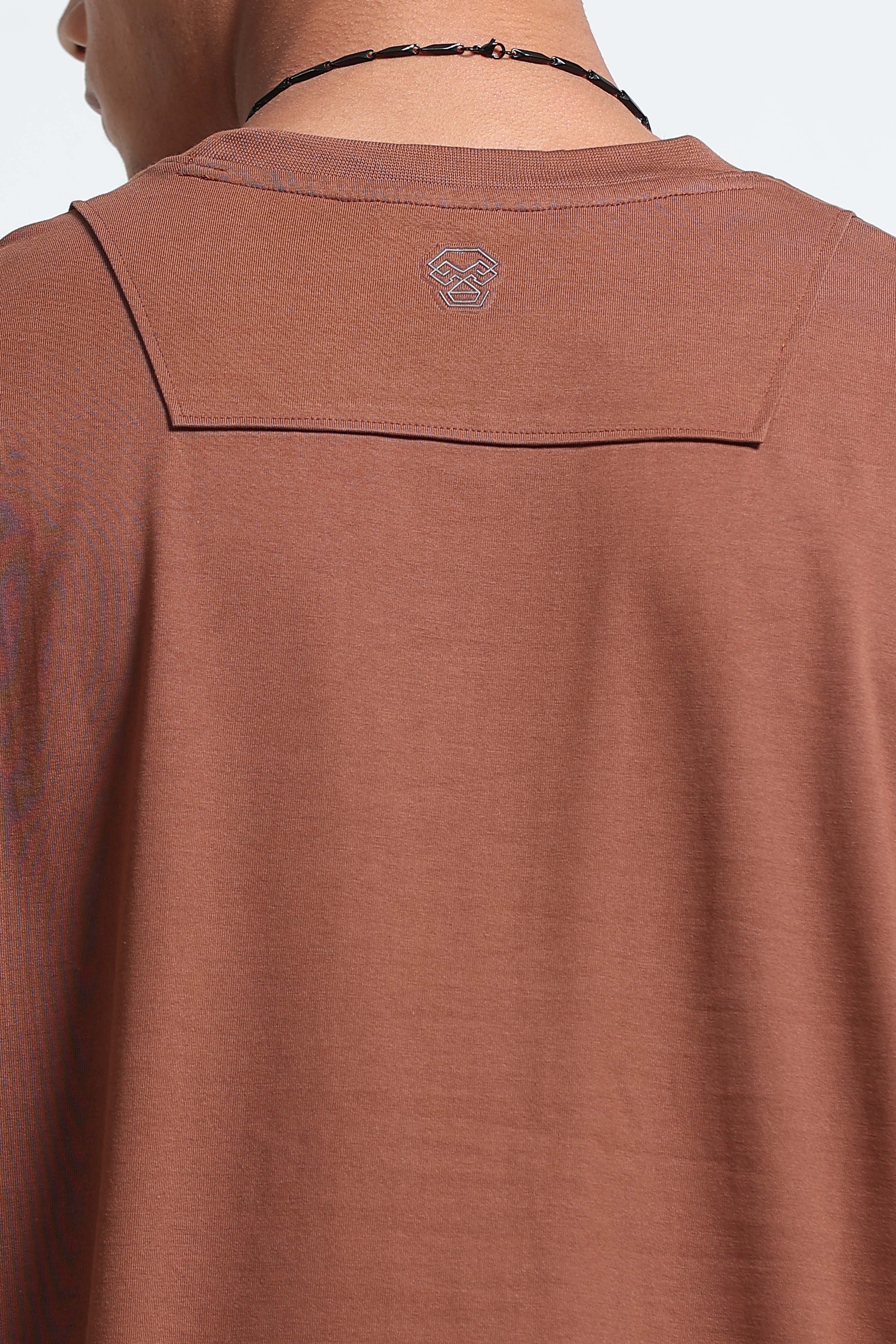 Men Brown Oversized Crew Neck T-Shirt