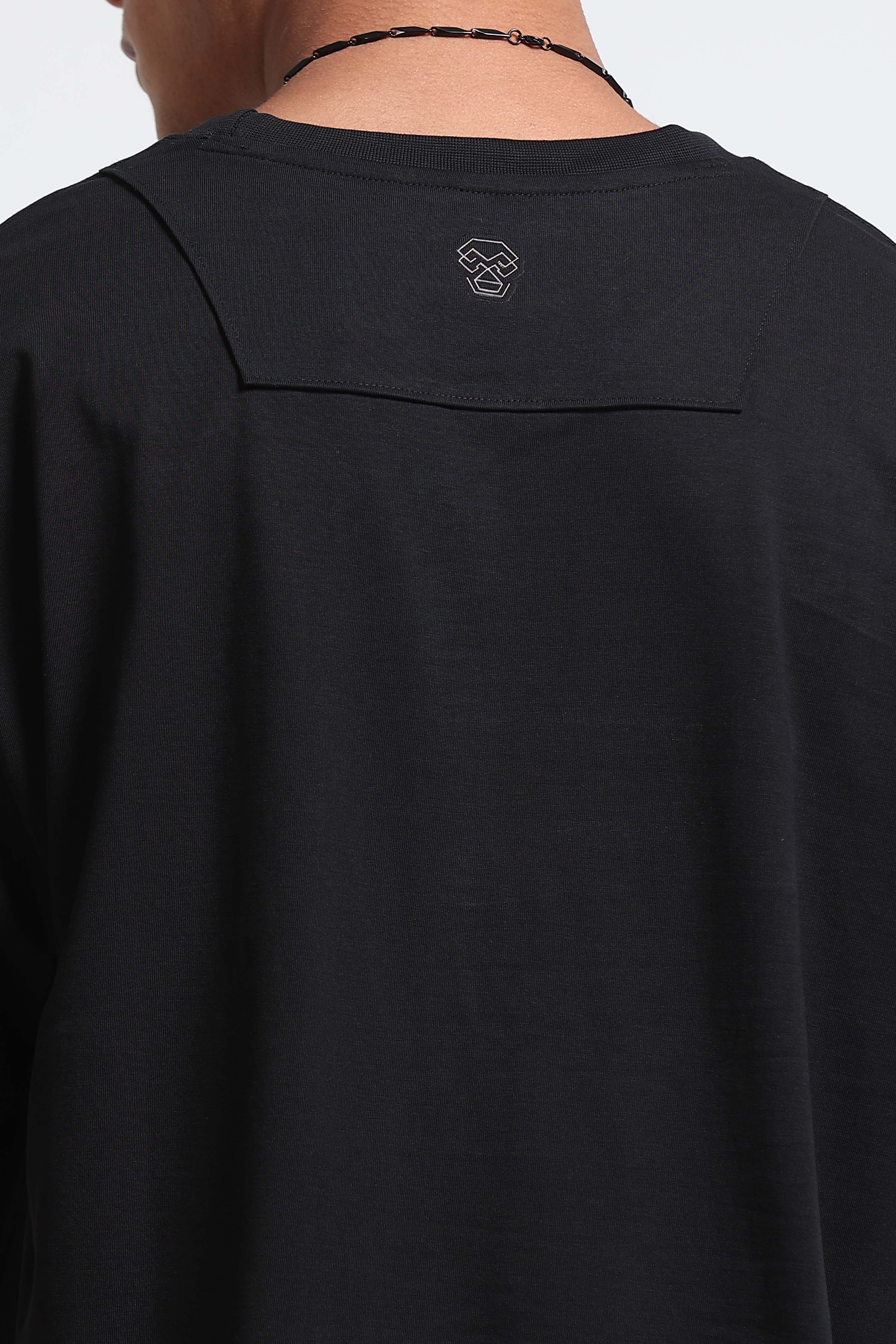 Men Black Oversized Crew Neck T-Shirt