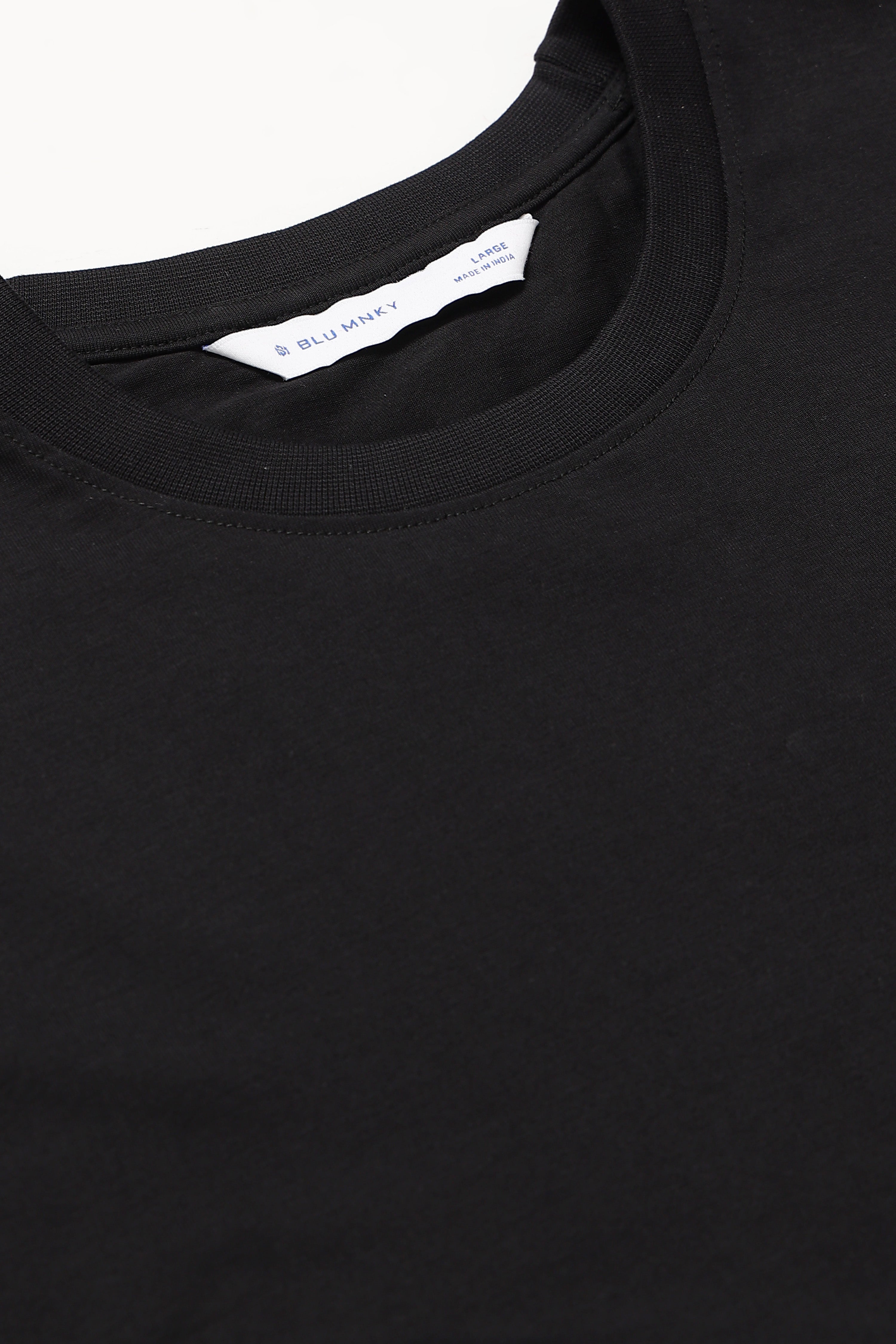 Men Black Oversized Crew Neck T-Shirt