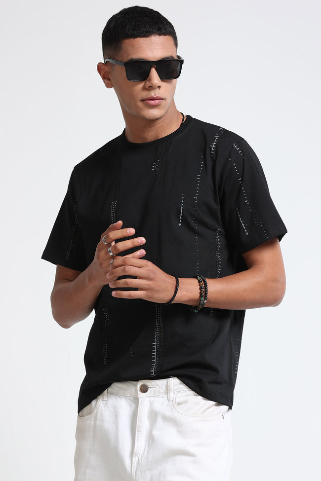 Men Black Everyday Round Neck T-Shirt