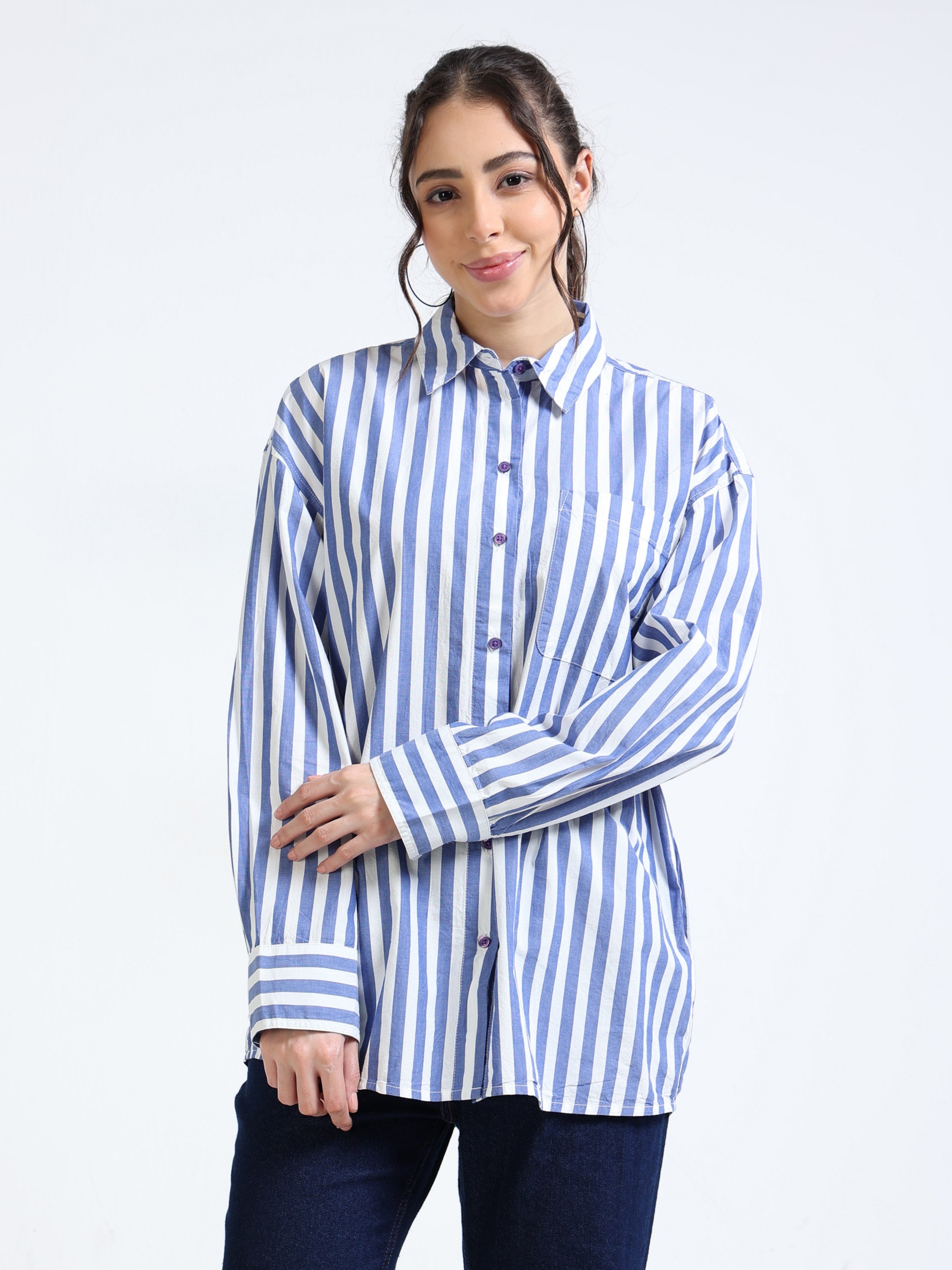 Women Blue Oversized Shirt