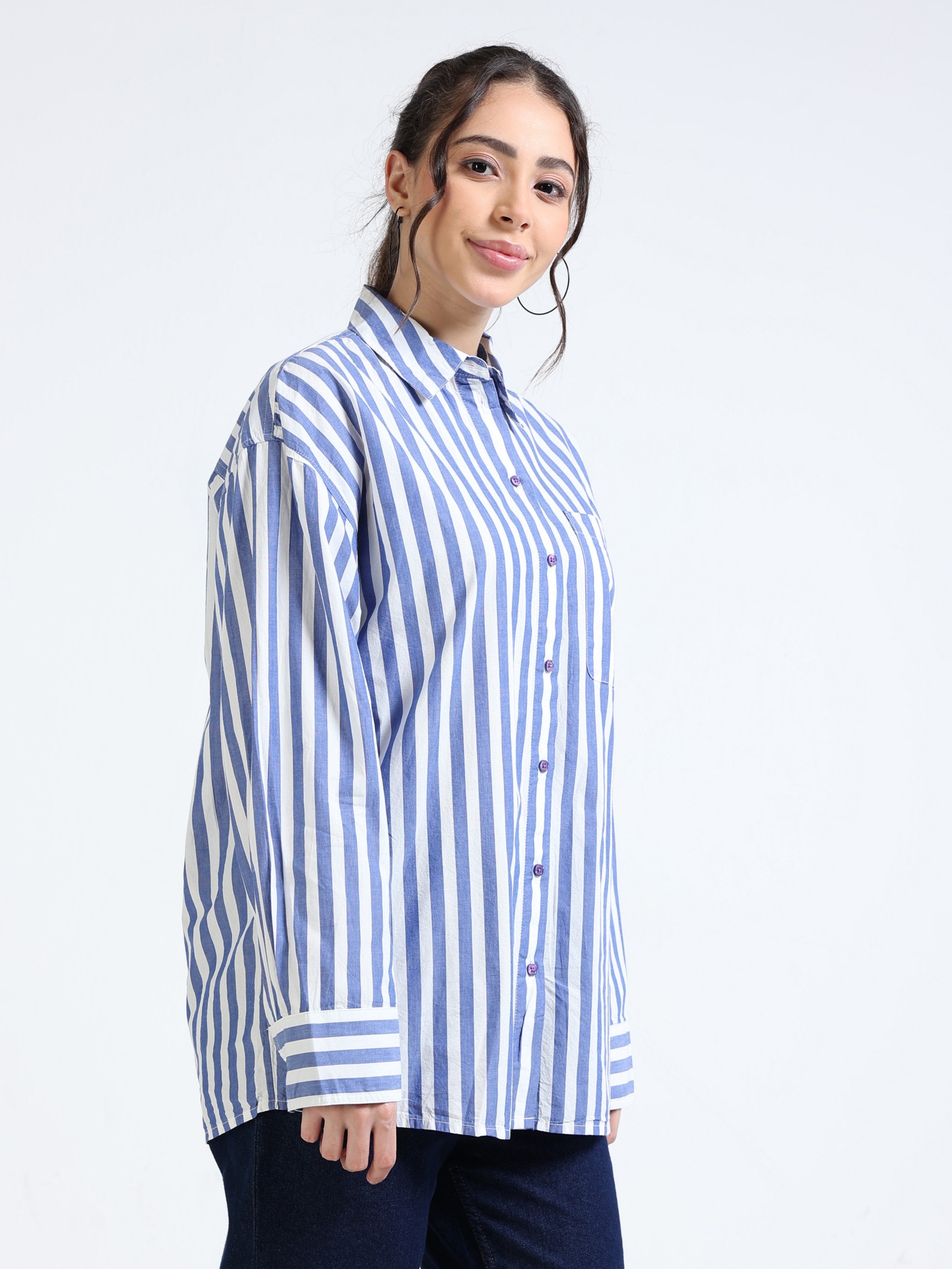 Women Blue Oversized Shirt