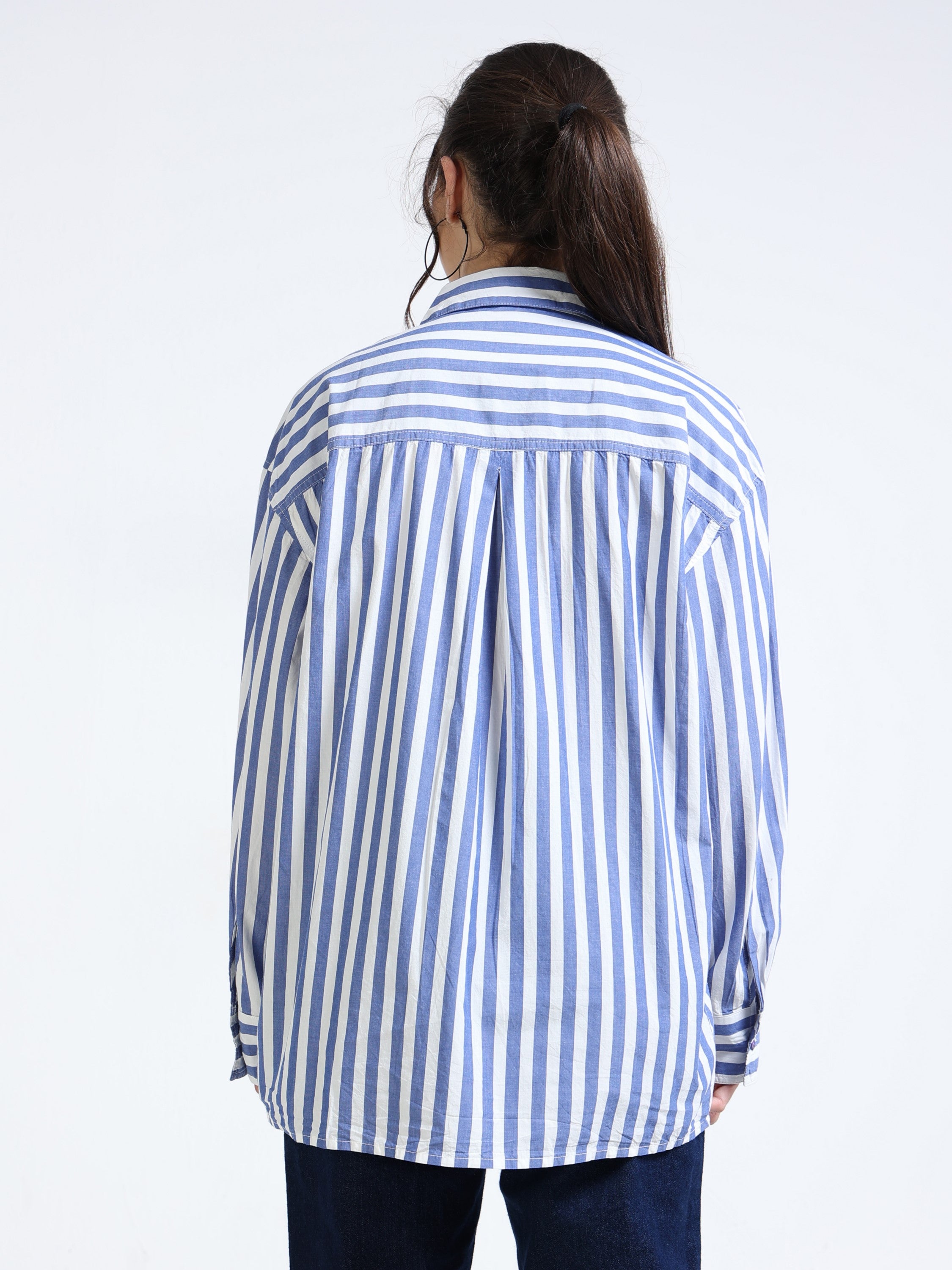 Women Blue Oversized Shirt