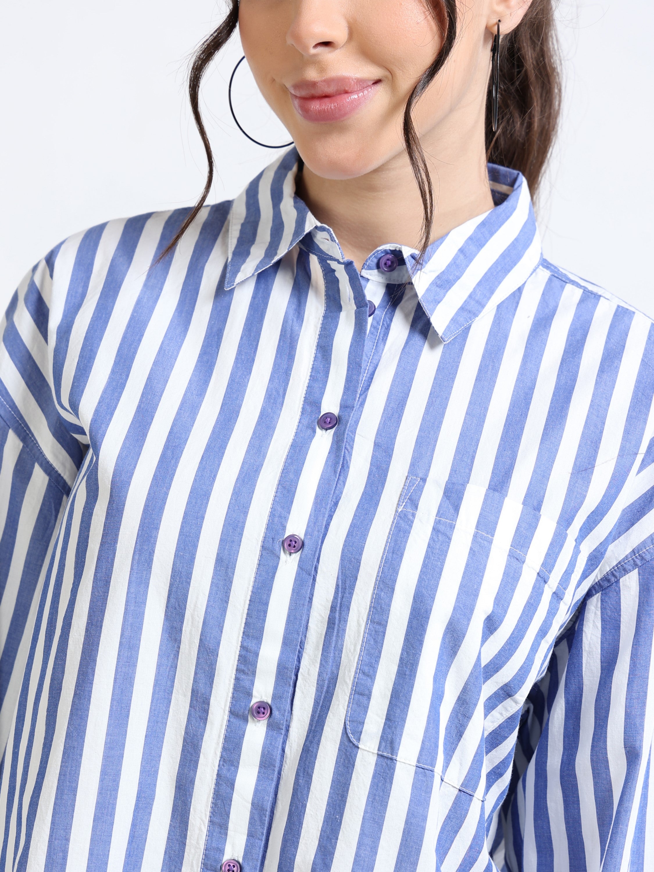 Women Blue Oversized Shirt