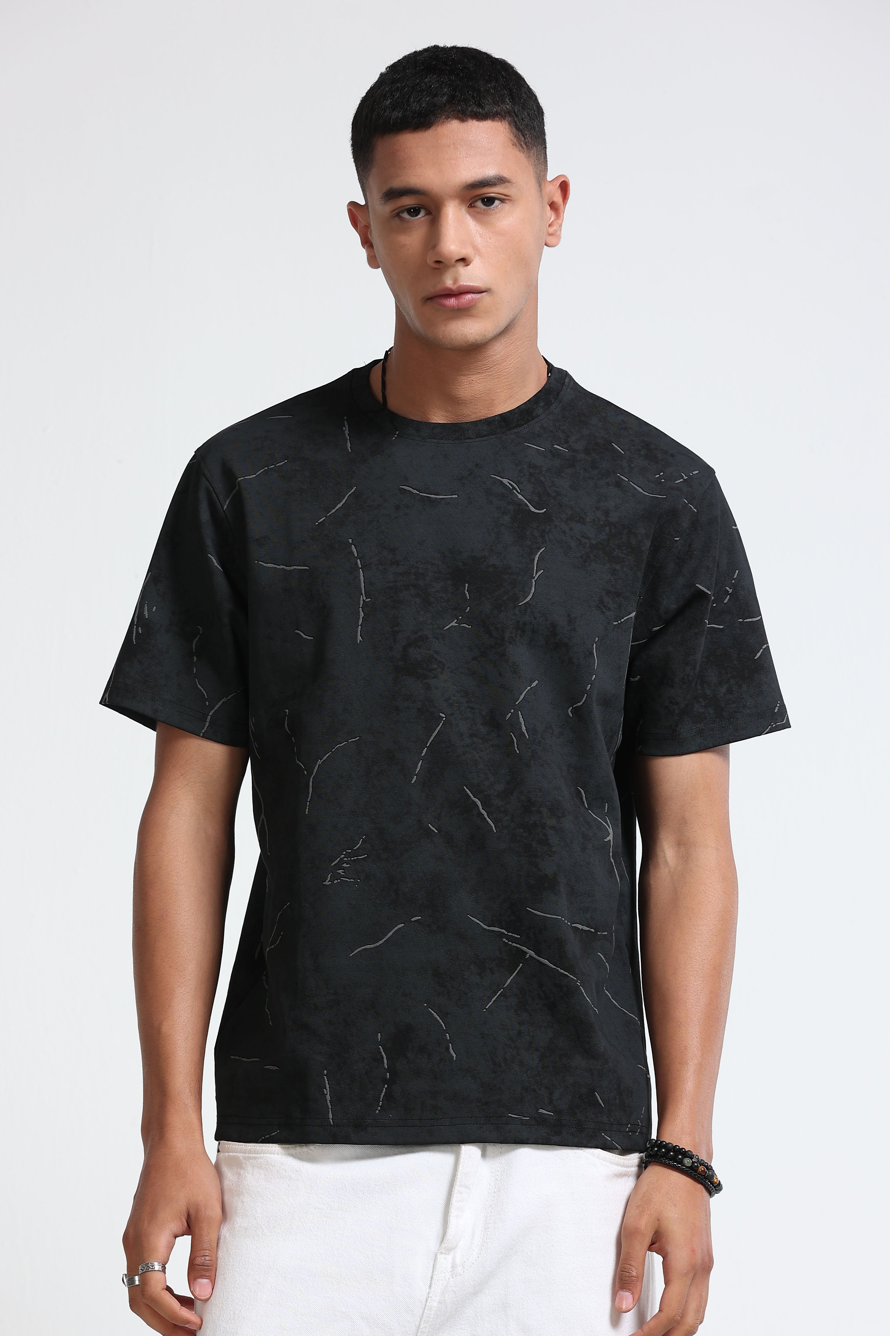 Men Black Premium Self Designed T-Shirt