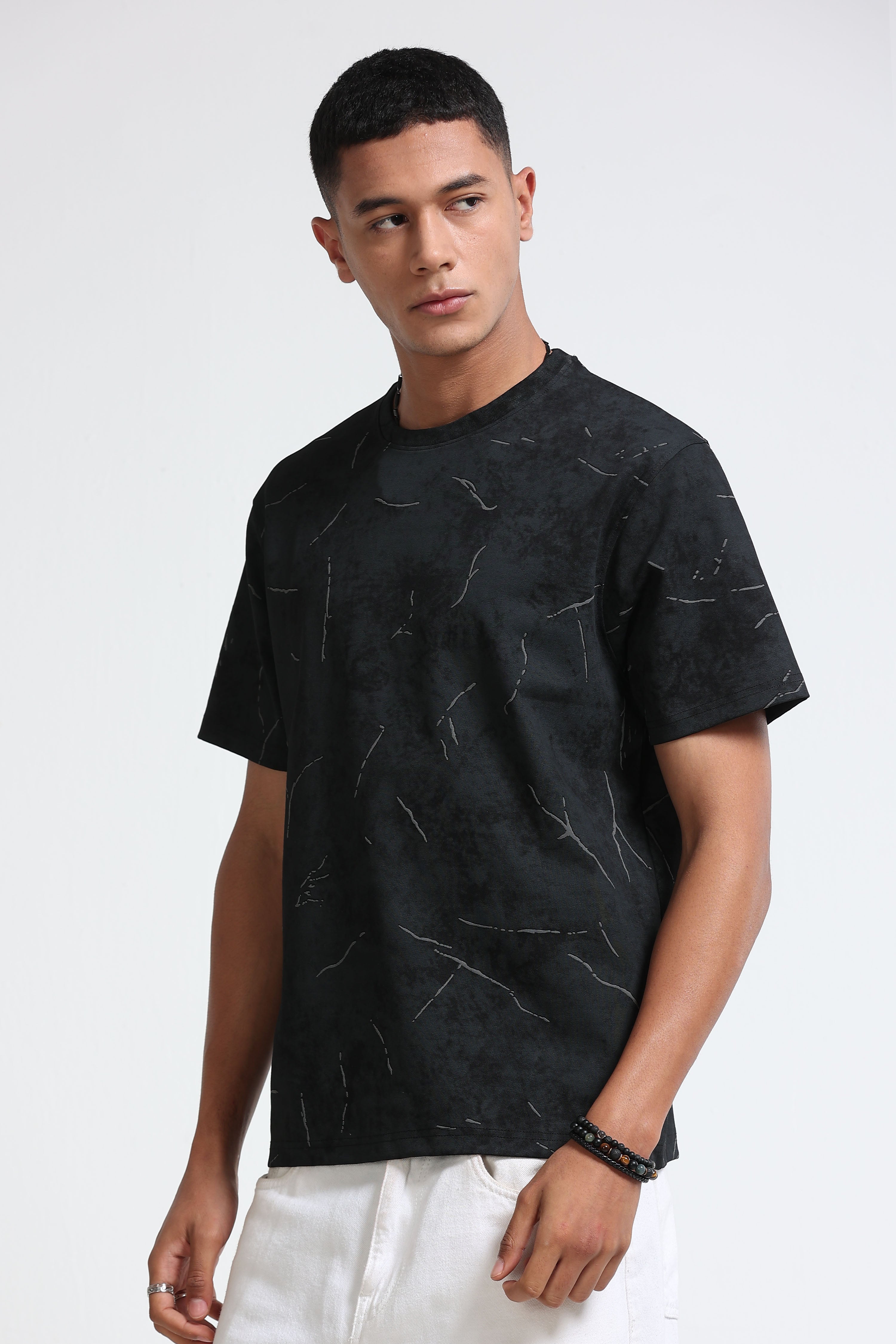 Men Black Premium Self Designed T-Shirt