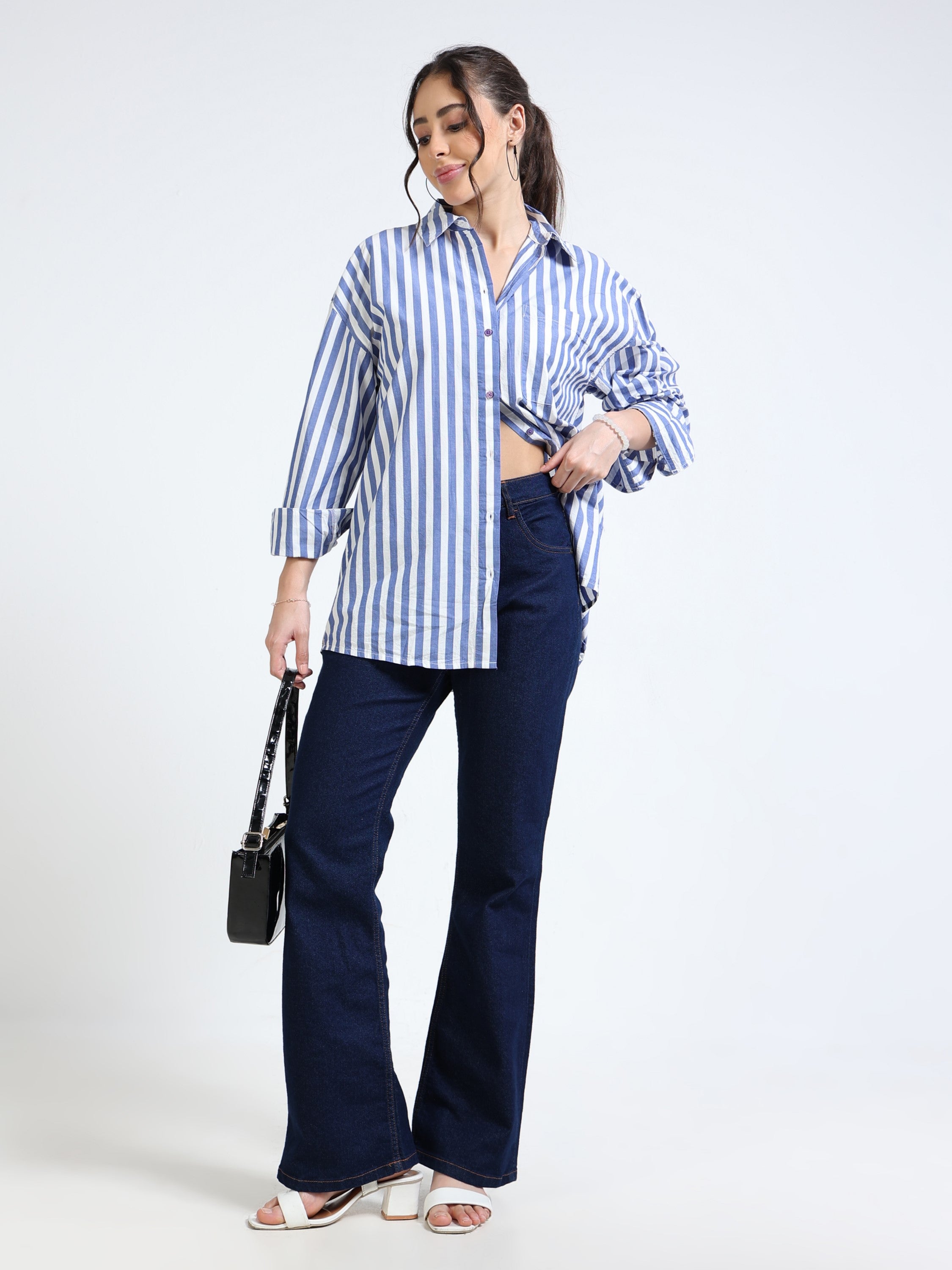 Women Blue Oversized Shirt