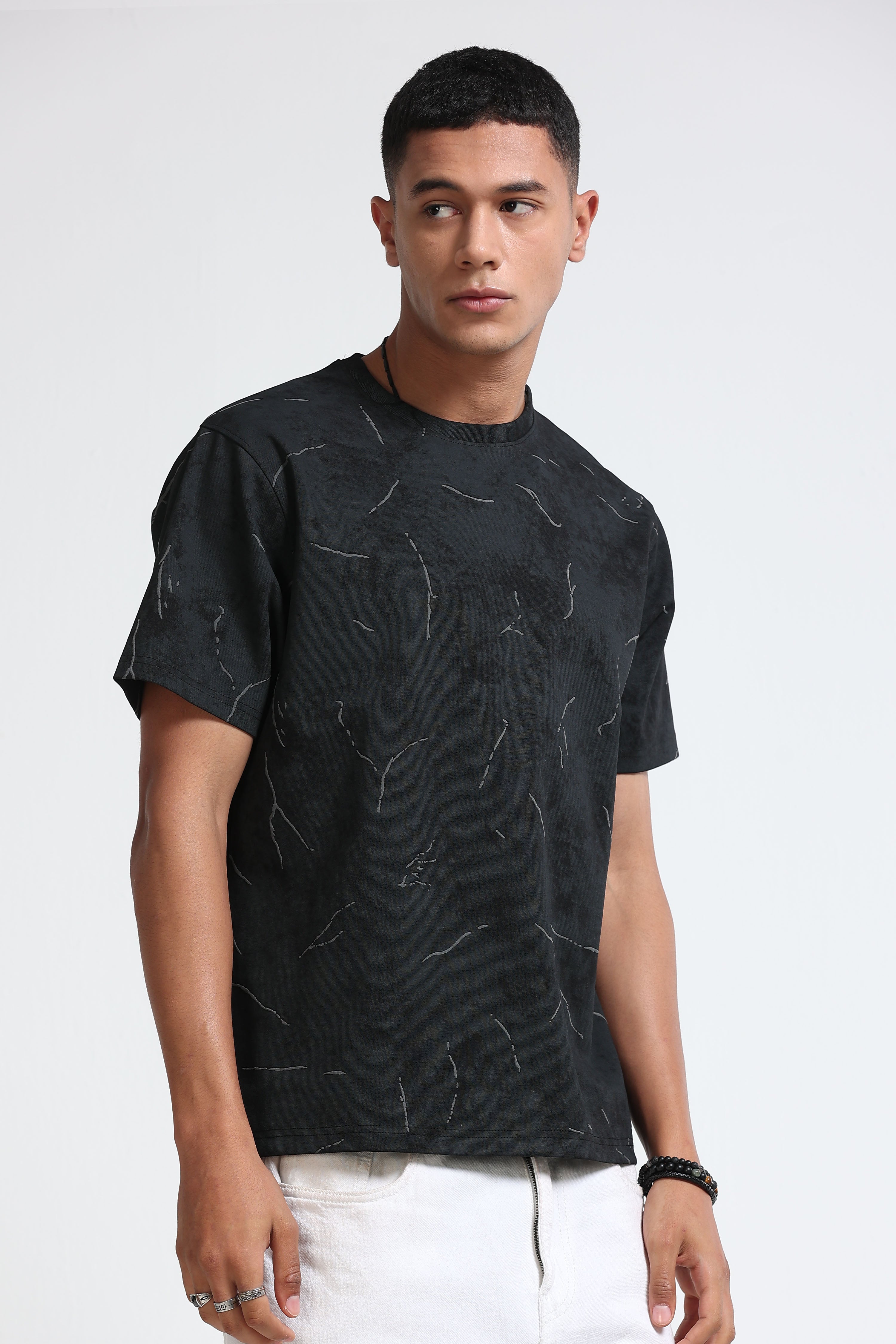Men Black Premium Self Designed T-Shirt