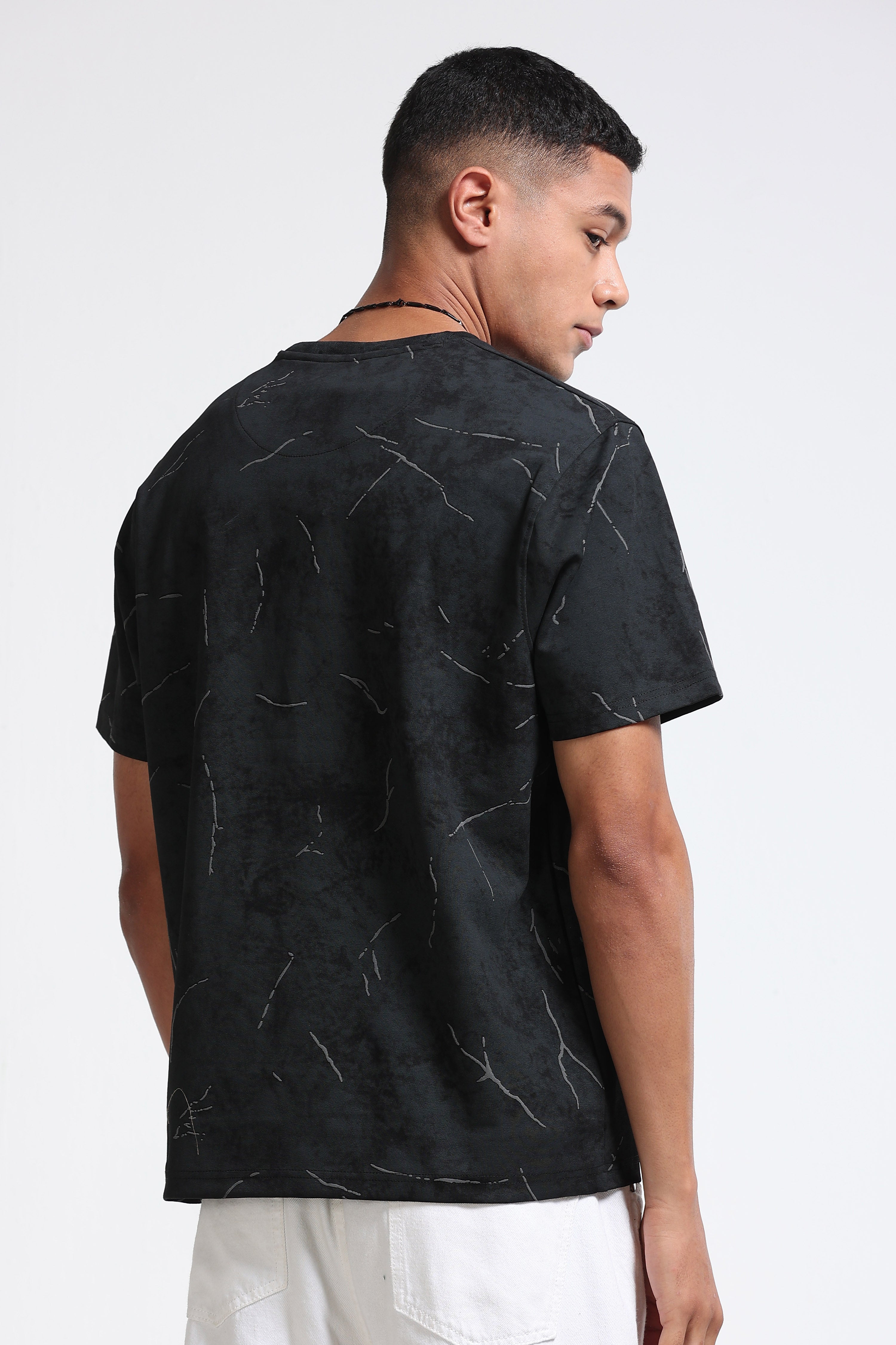 Men Black Premium Self Designed T-Shirt