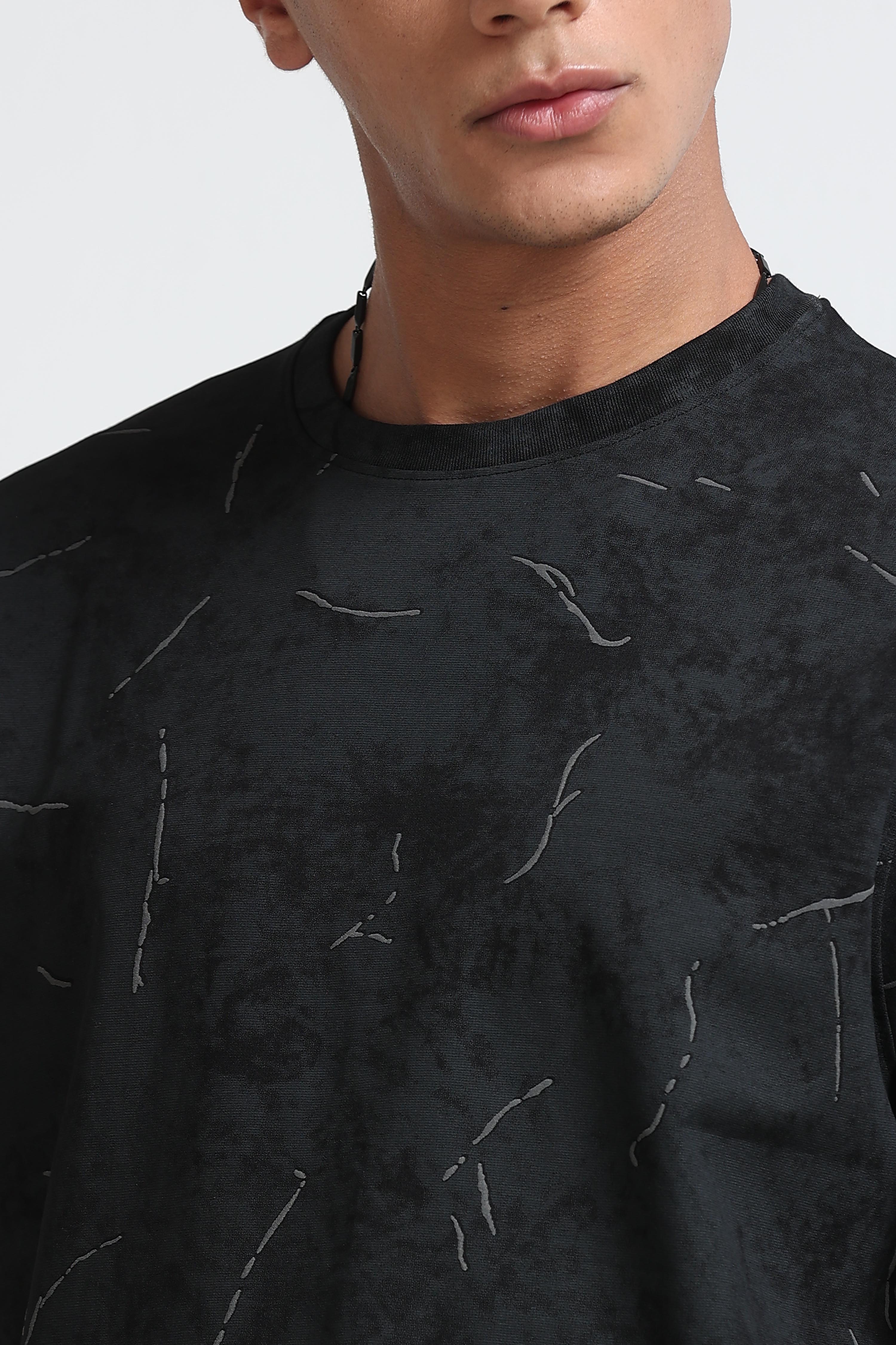 Men Black Premium Self Designed T-Shirt