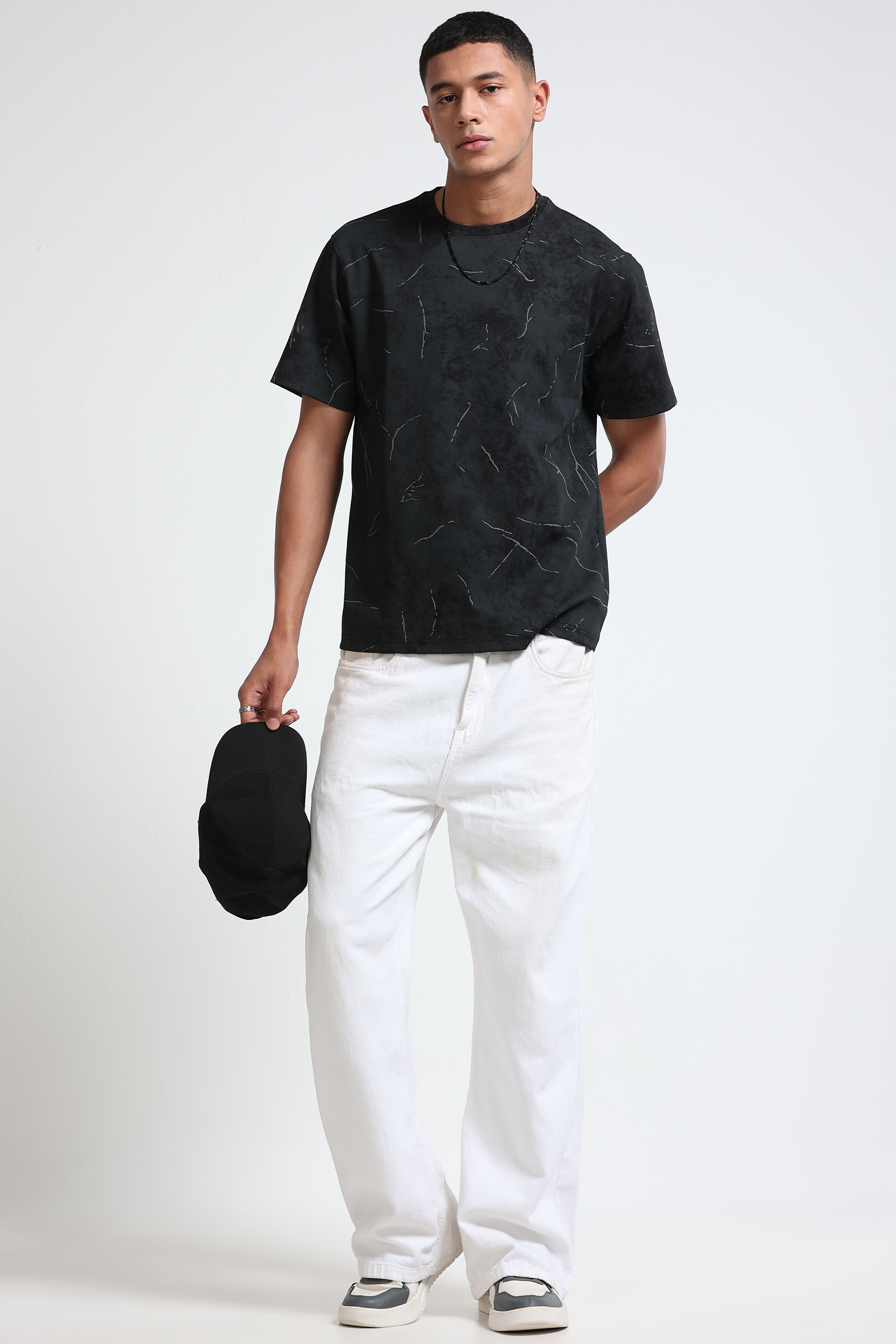 Men Black Premium Self Designed T-Shirt
