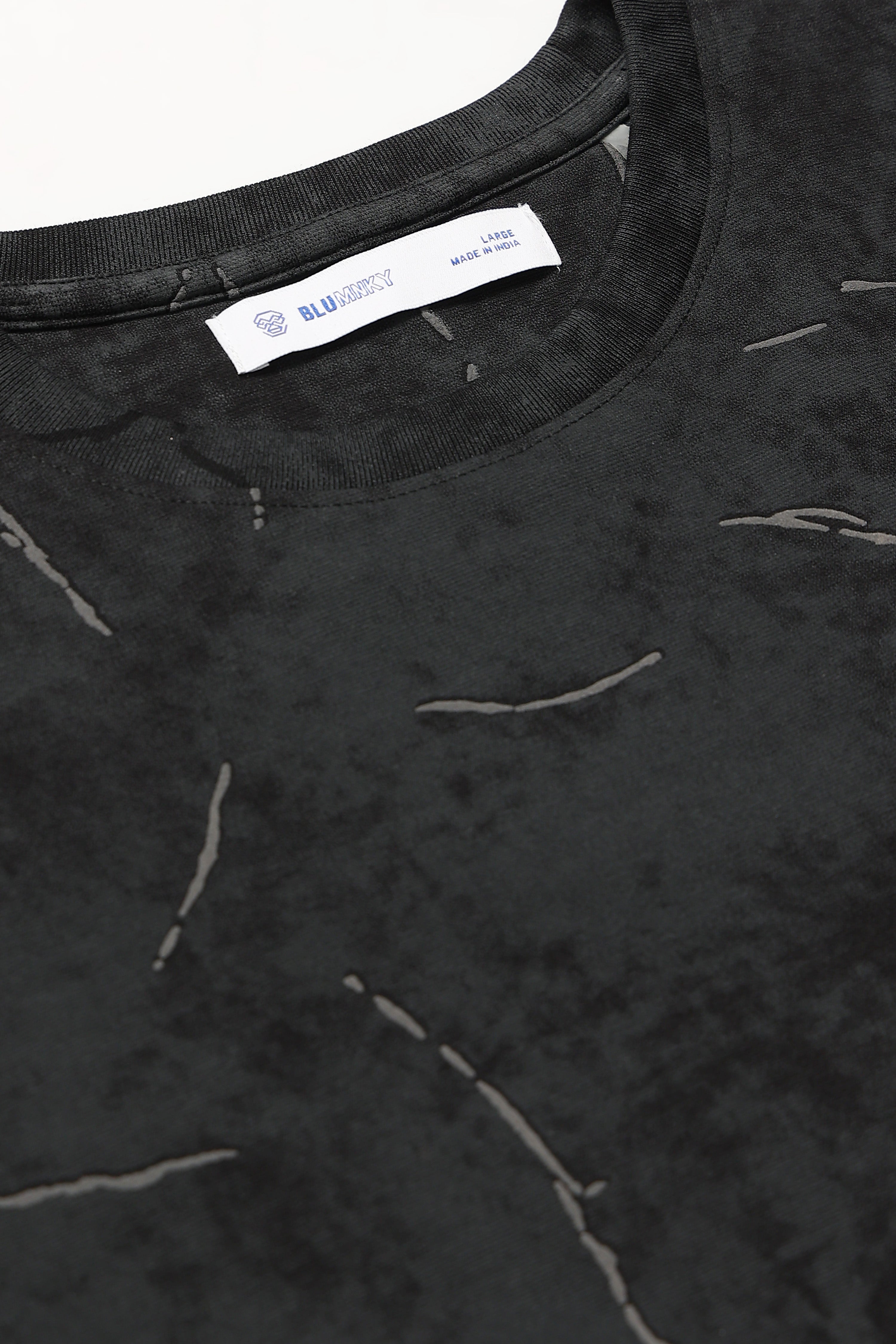 Men Black Premium Self Designed T-Shirt
