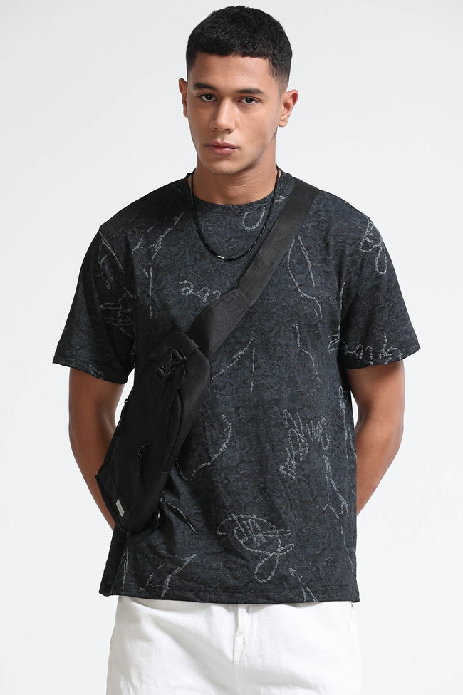 Men Black Relaxed Fit T-Shirt