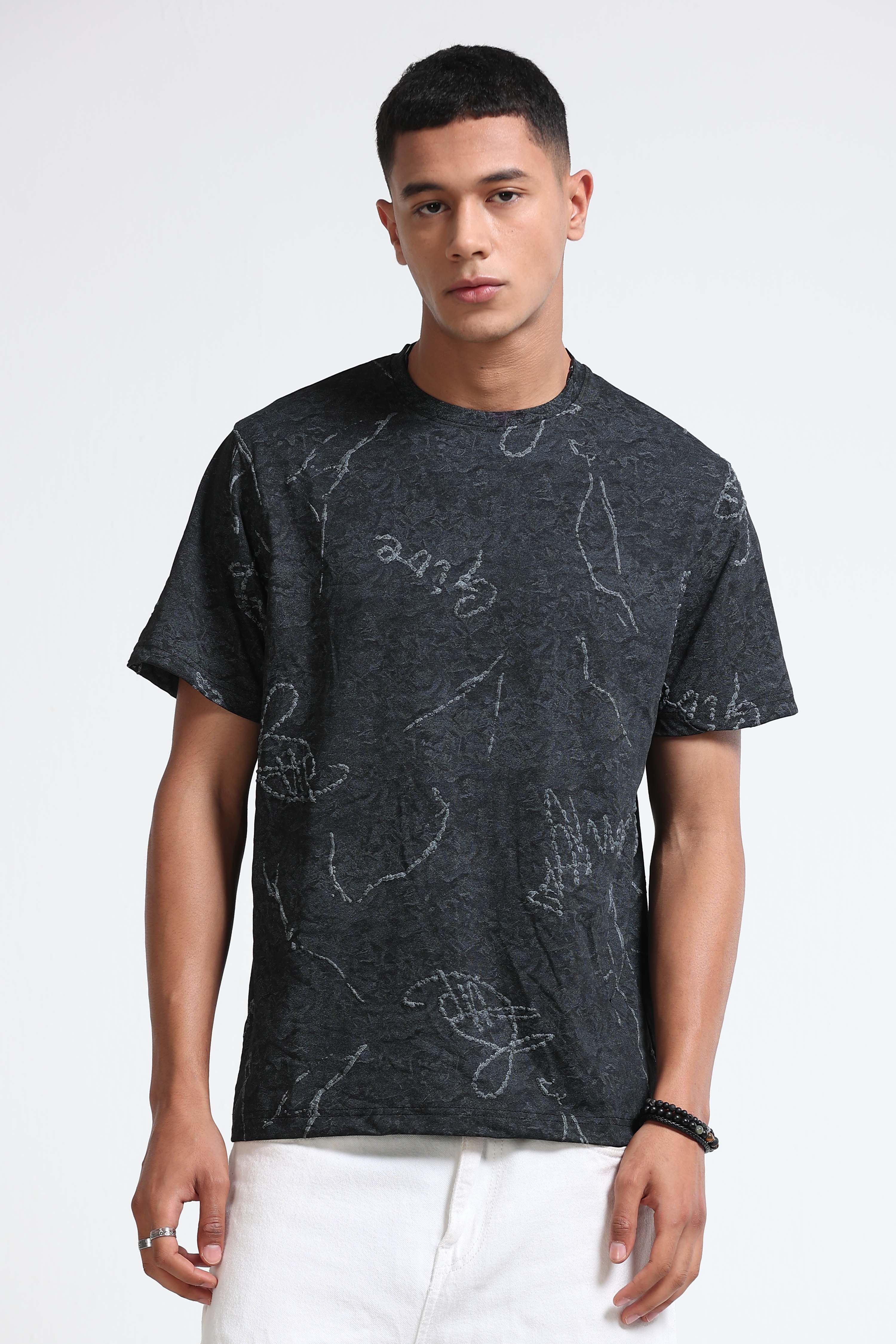 Men Black Relaxed Fit T-Shirt