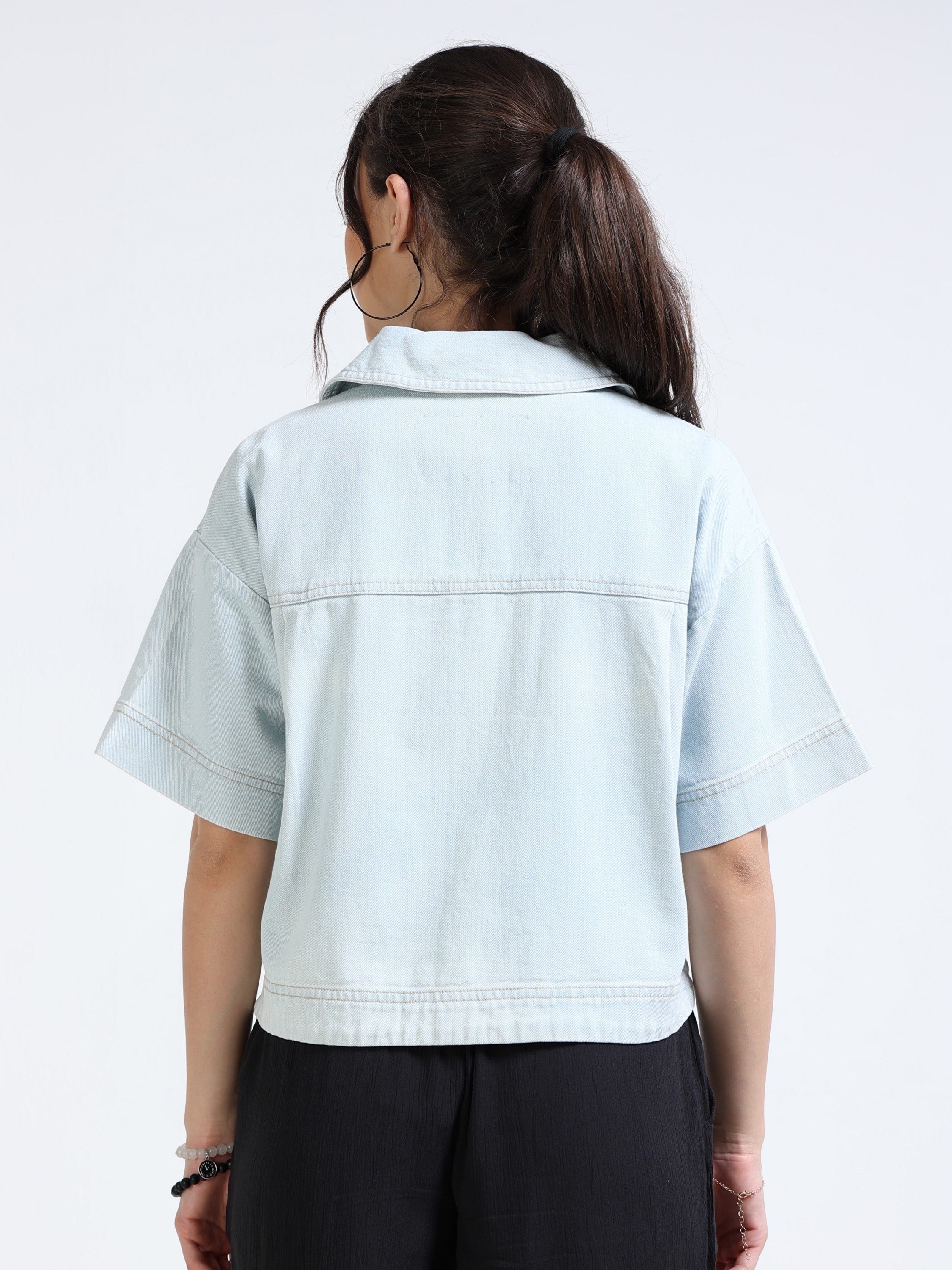 womens Blue Relaxed Fit Top