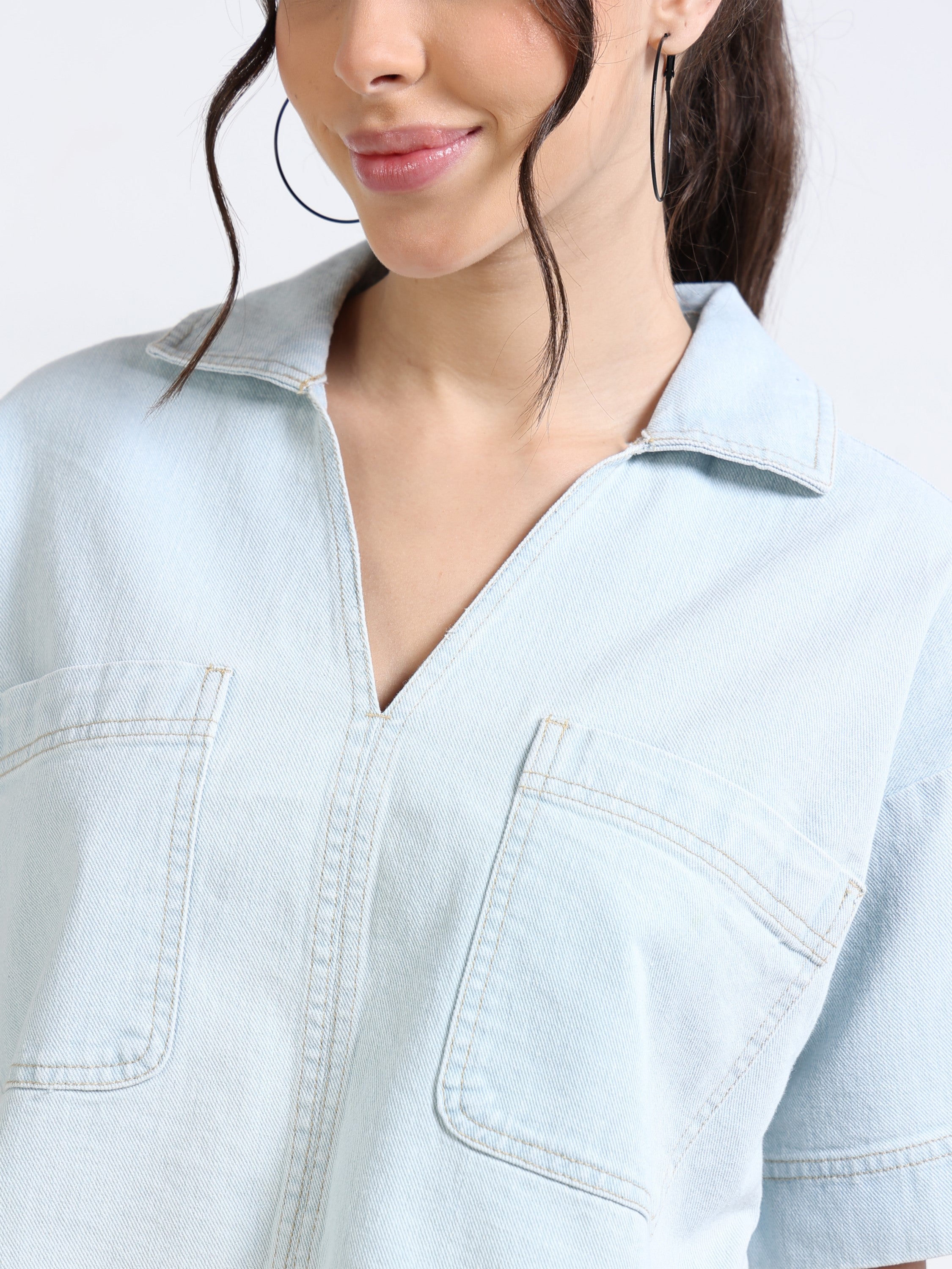 womens Blue Relaxed Fit Top