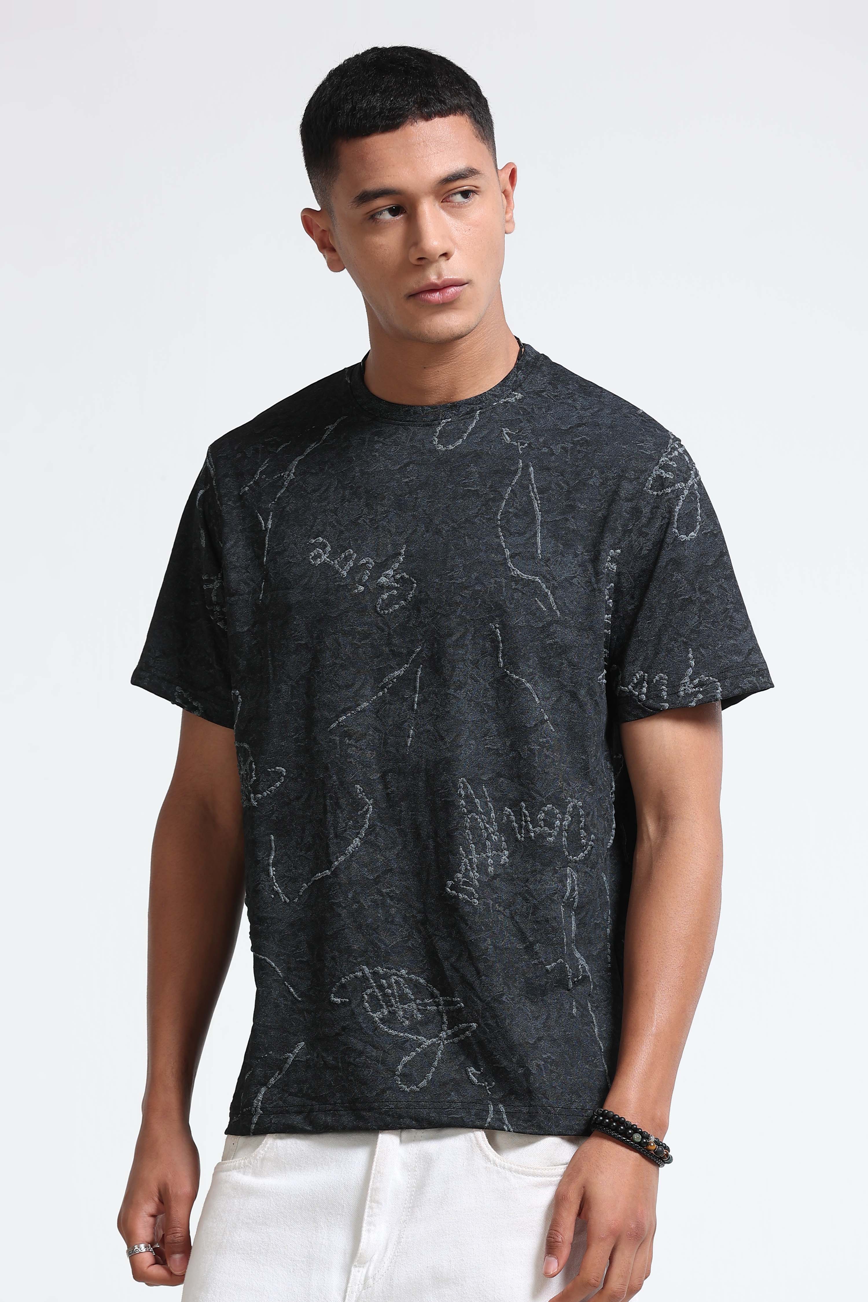 Men Black Relaxed Fit T-Shirt