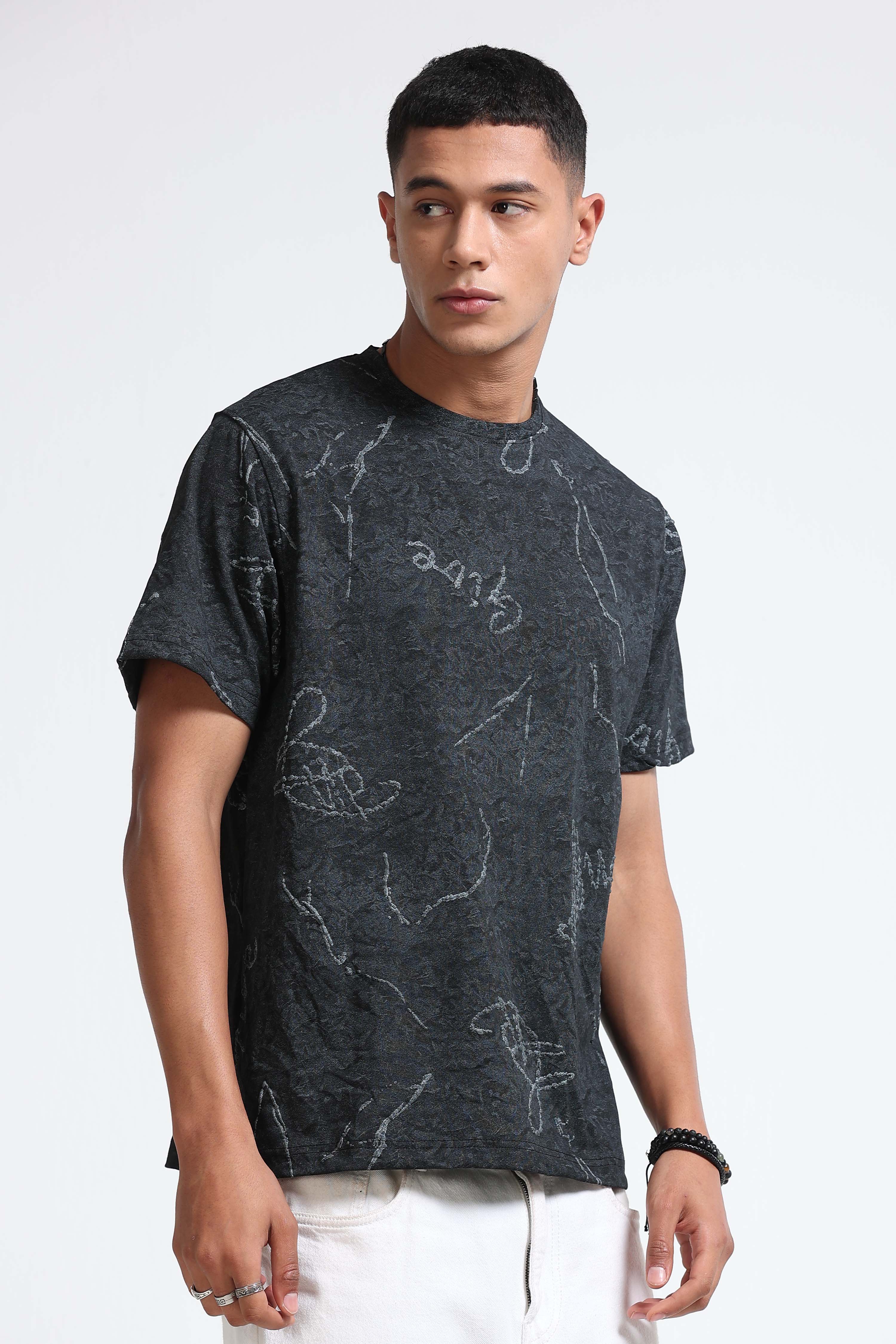 Men Black Relaxed Fit T-Shirt