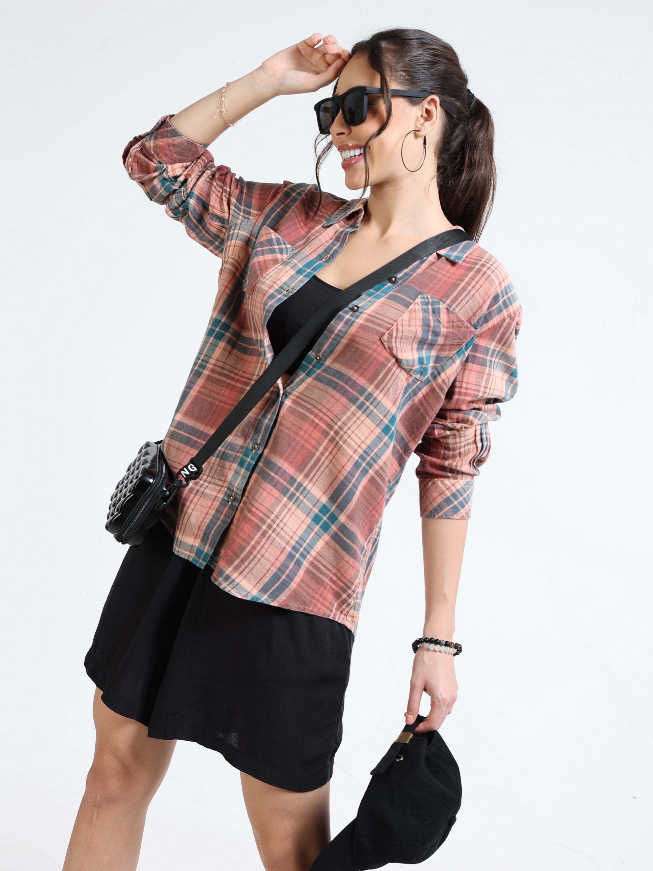 Women Multi colored Check Casual Shirt