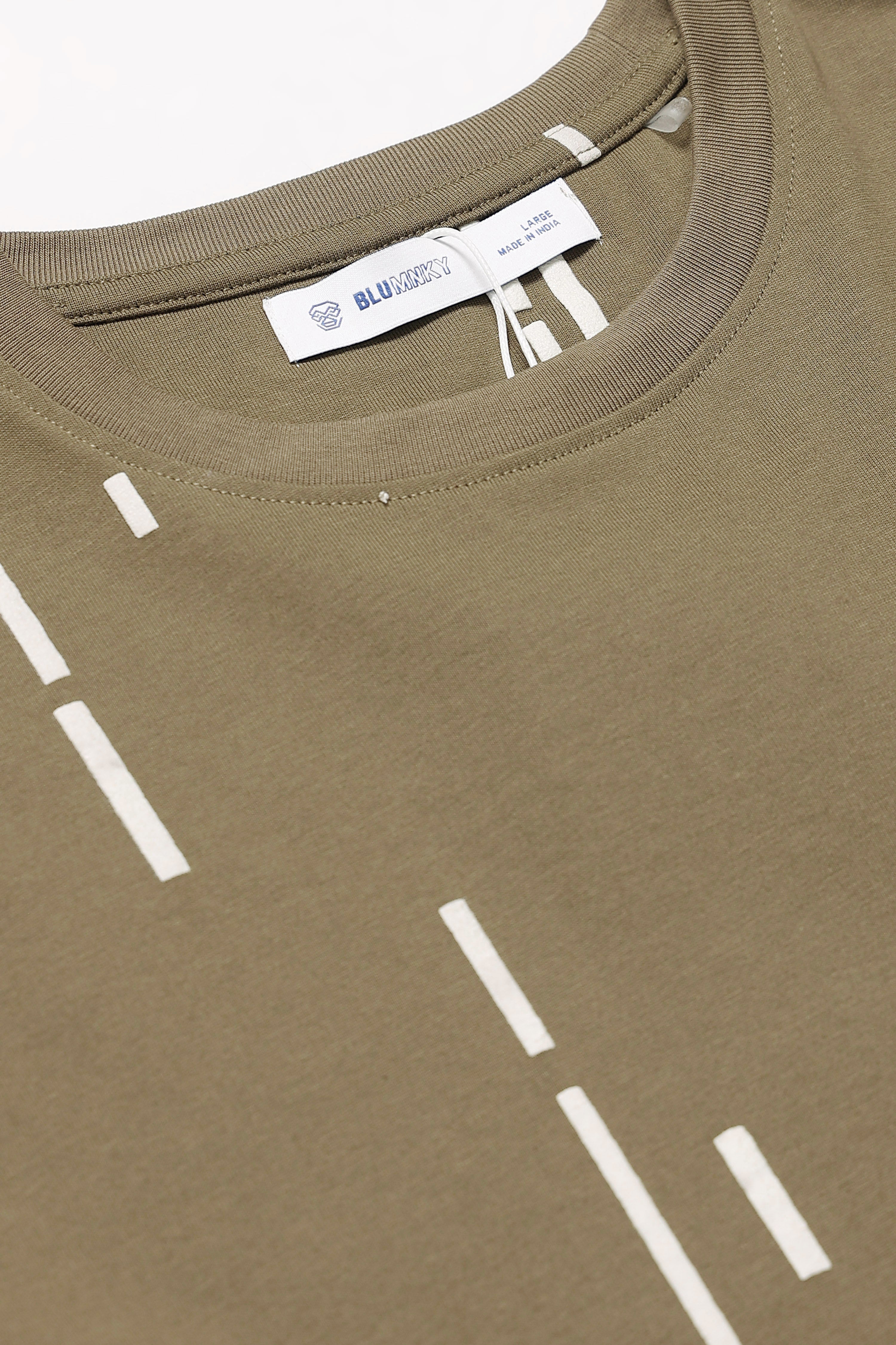 Men Olive Premium Abstract Line T-Shirt