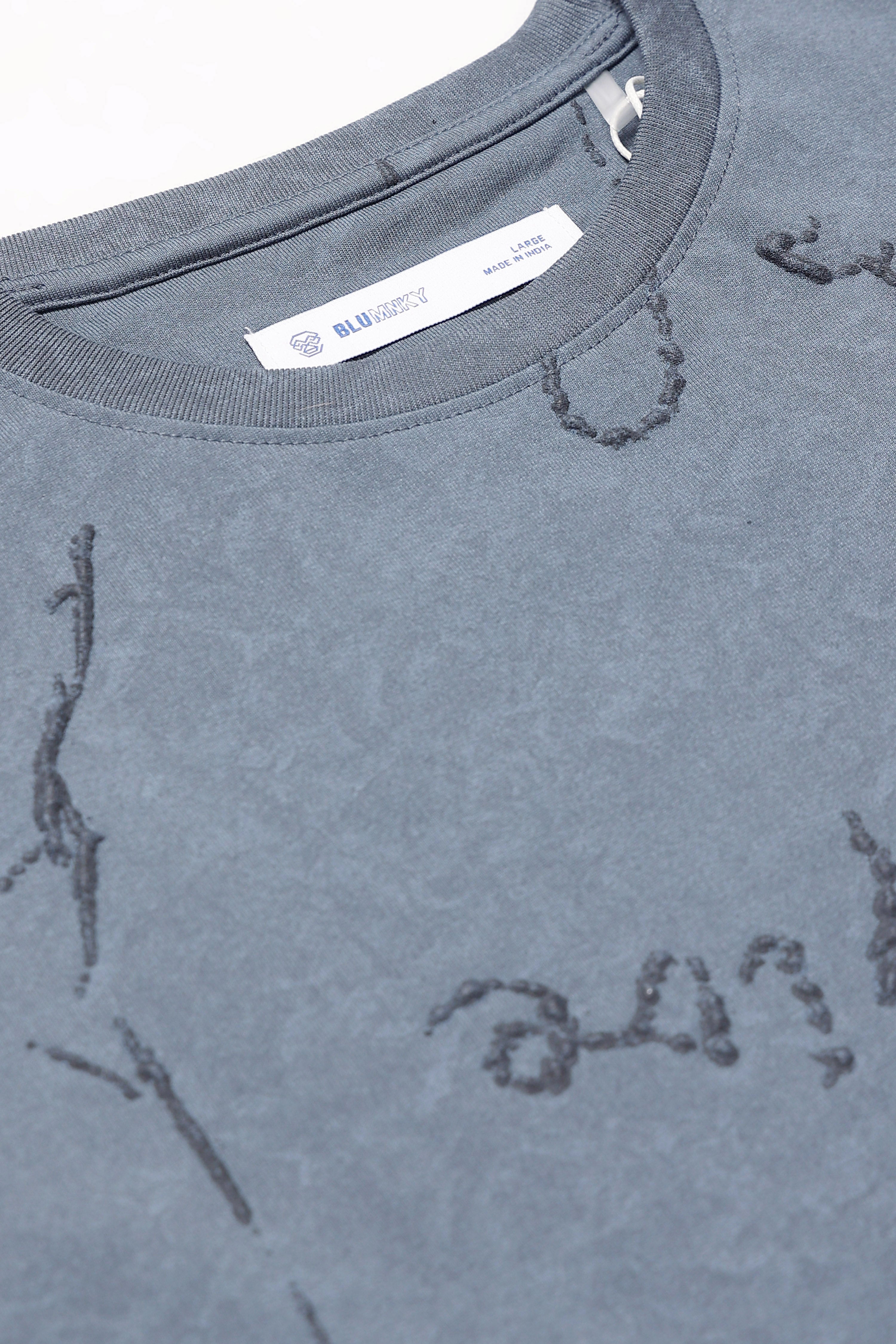 Men Blue Relaxed Fit Denim T-Shirt