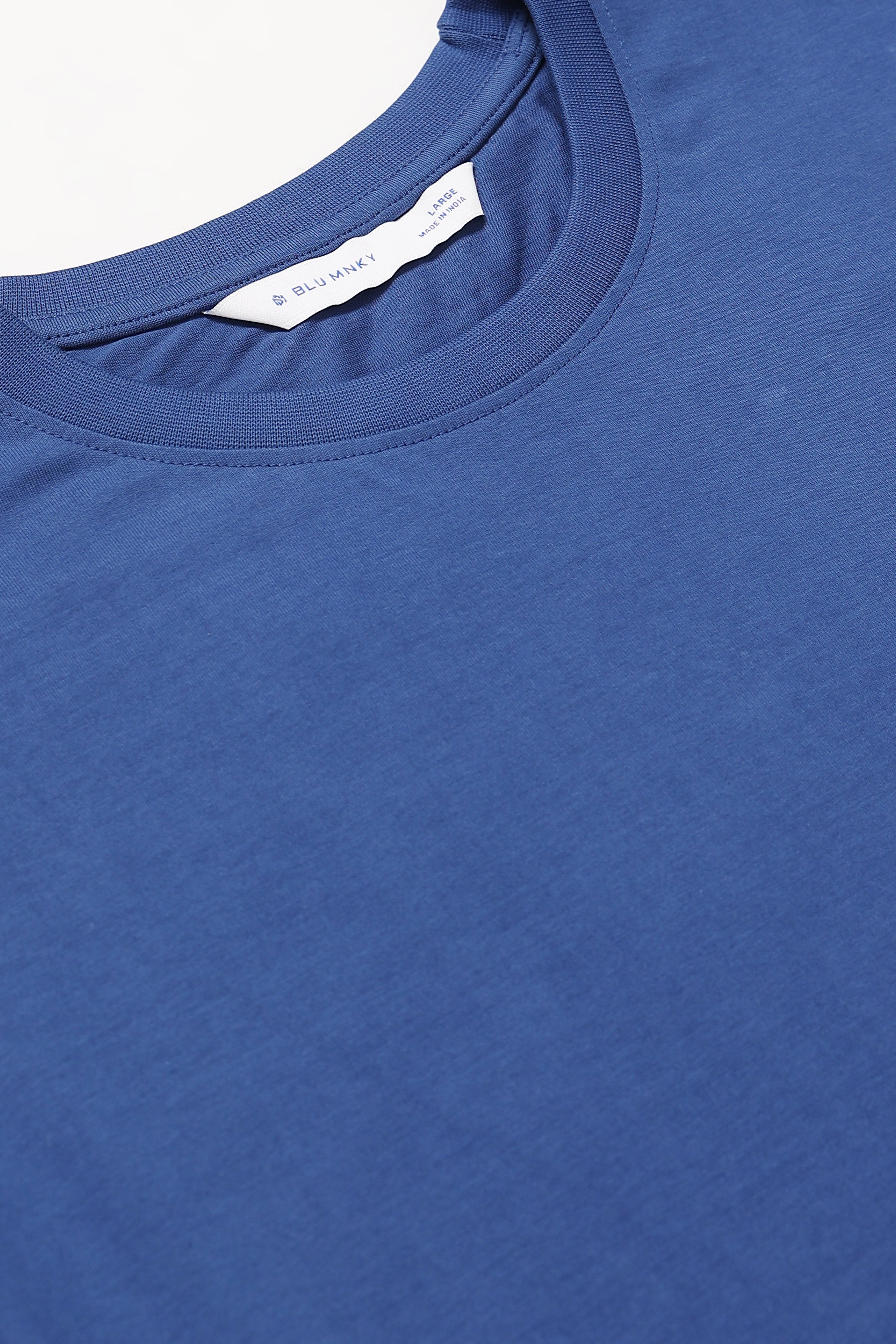 Men Blue Oversized Crew Neck T-Shirt