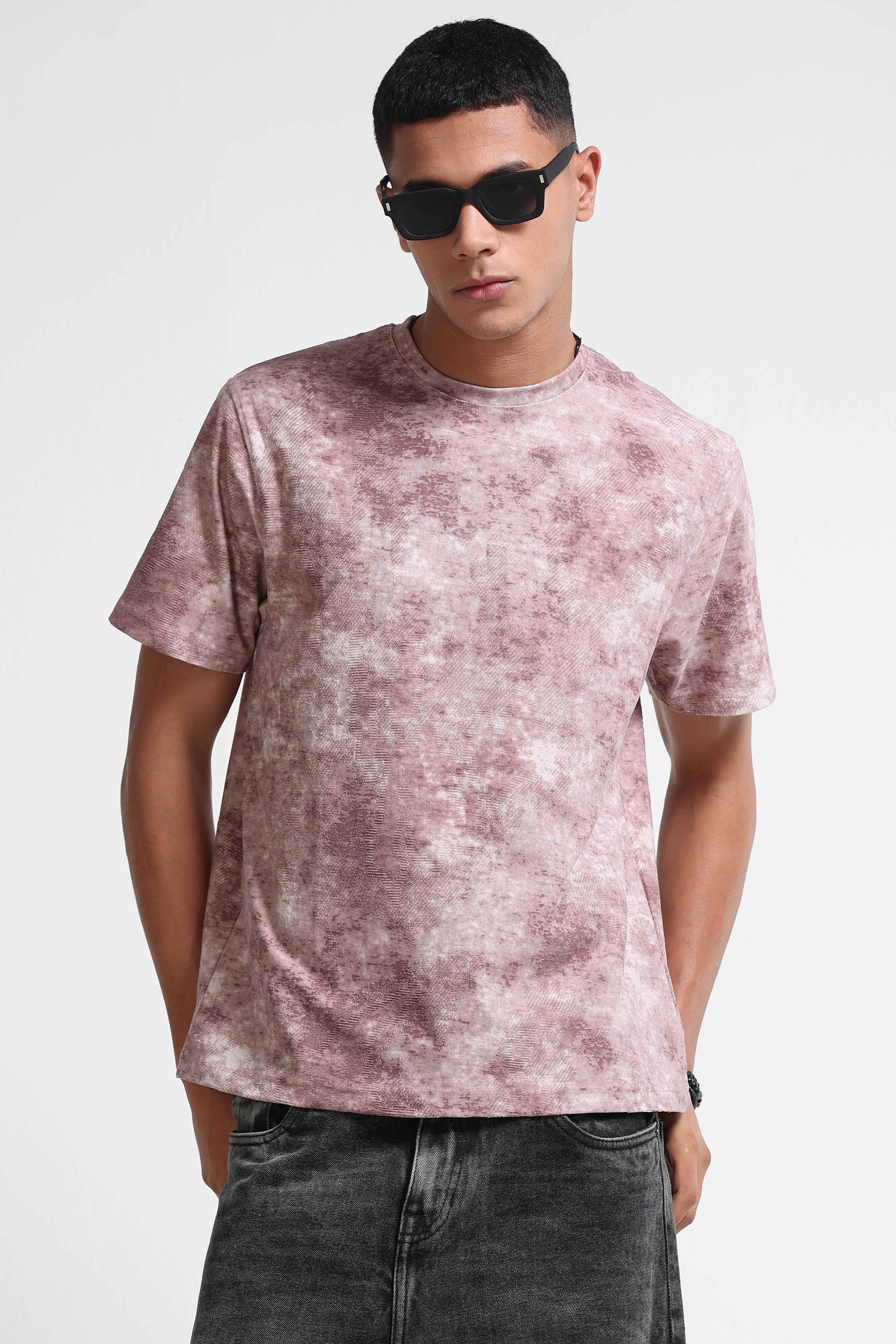 Men Pink Casual Relaxed Fit T-Shirt