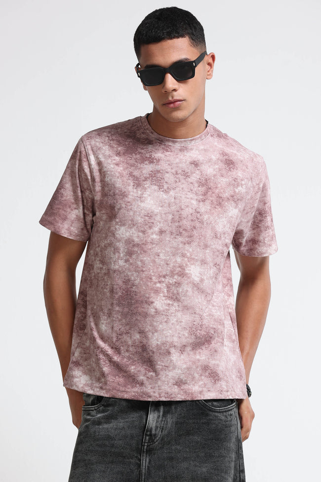 Men Pink Casual Relaxed Fit T-Shirt