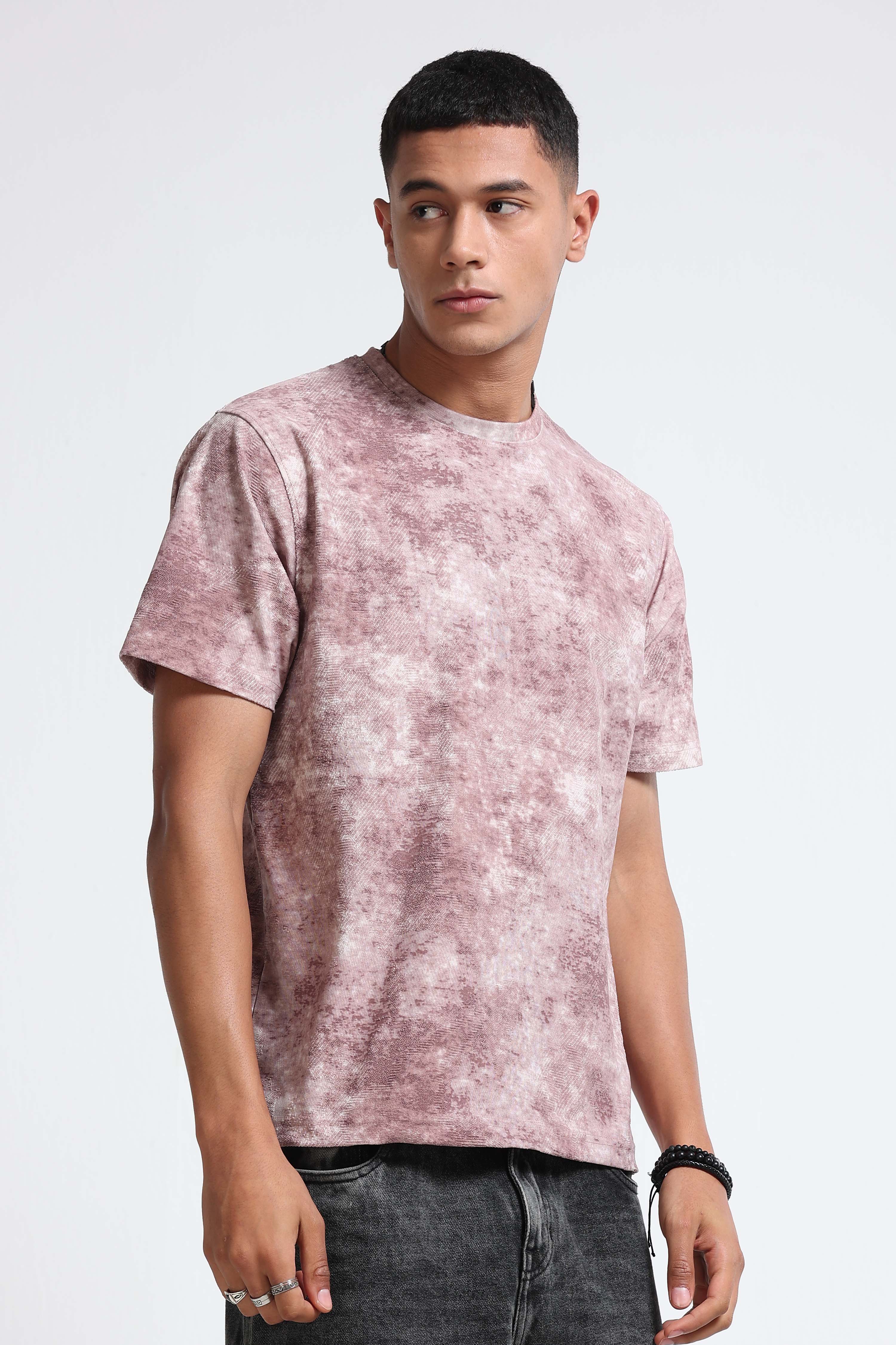 Men Pink Casual Relaxed Fit T-Shirt