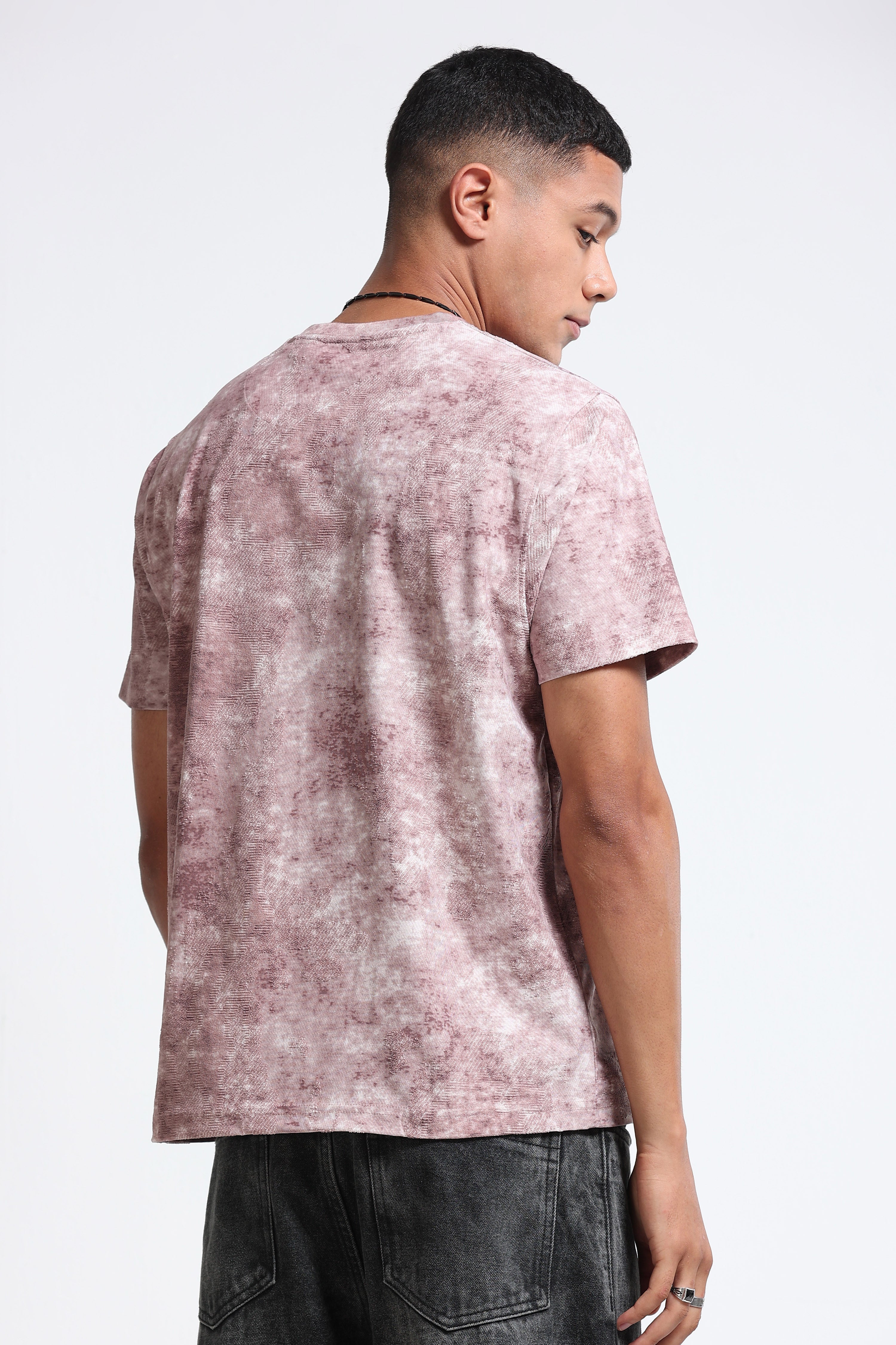 Men Pink Casual Relaxed Fit T-Shirt