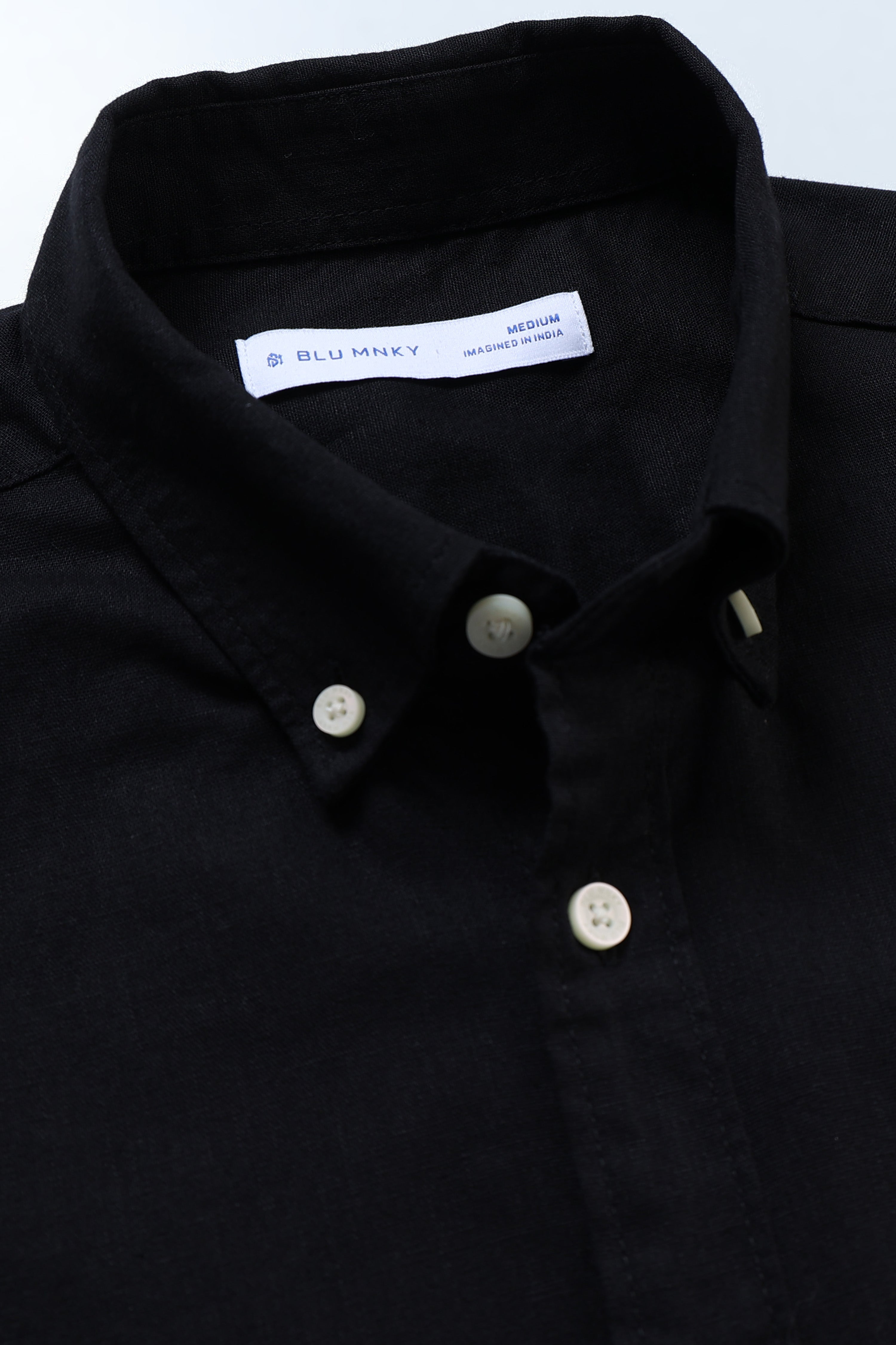 Men Black Button-Down Shirt