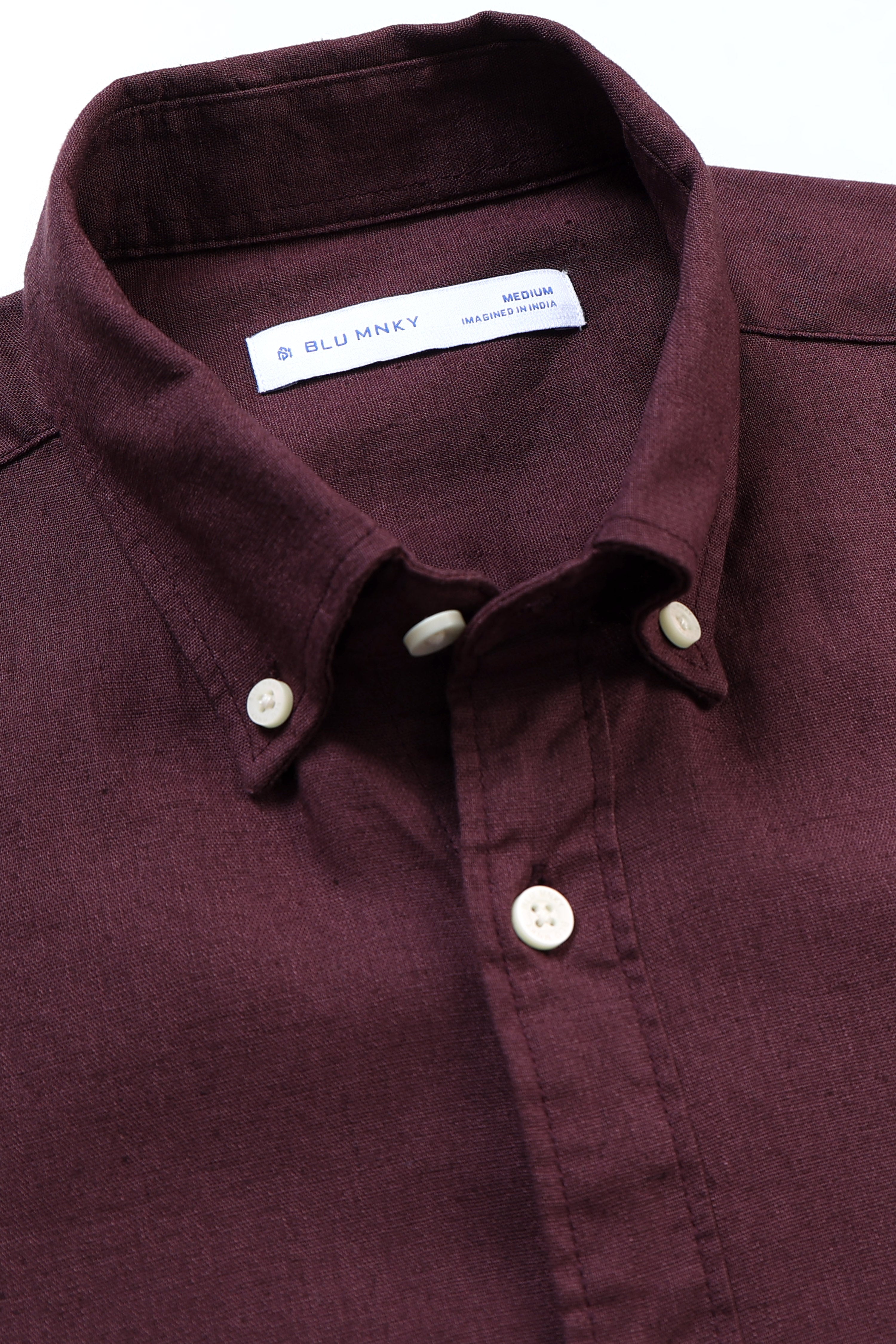 Men Burgundy Button-Down Shirt