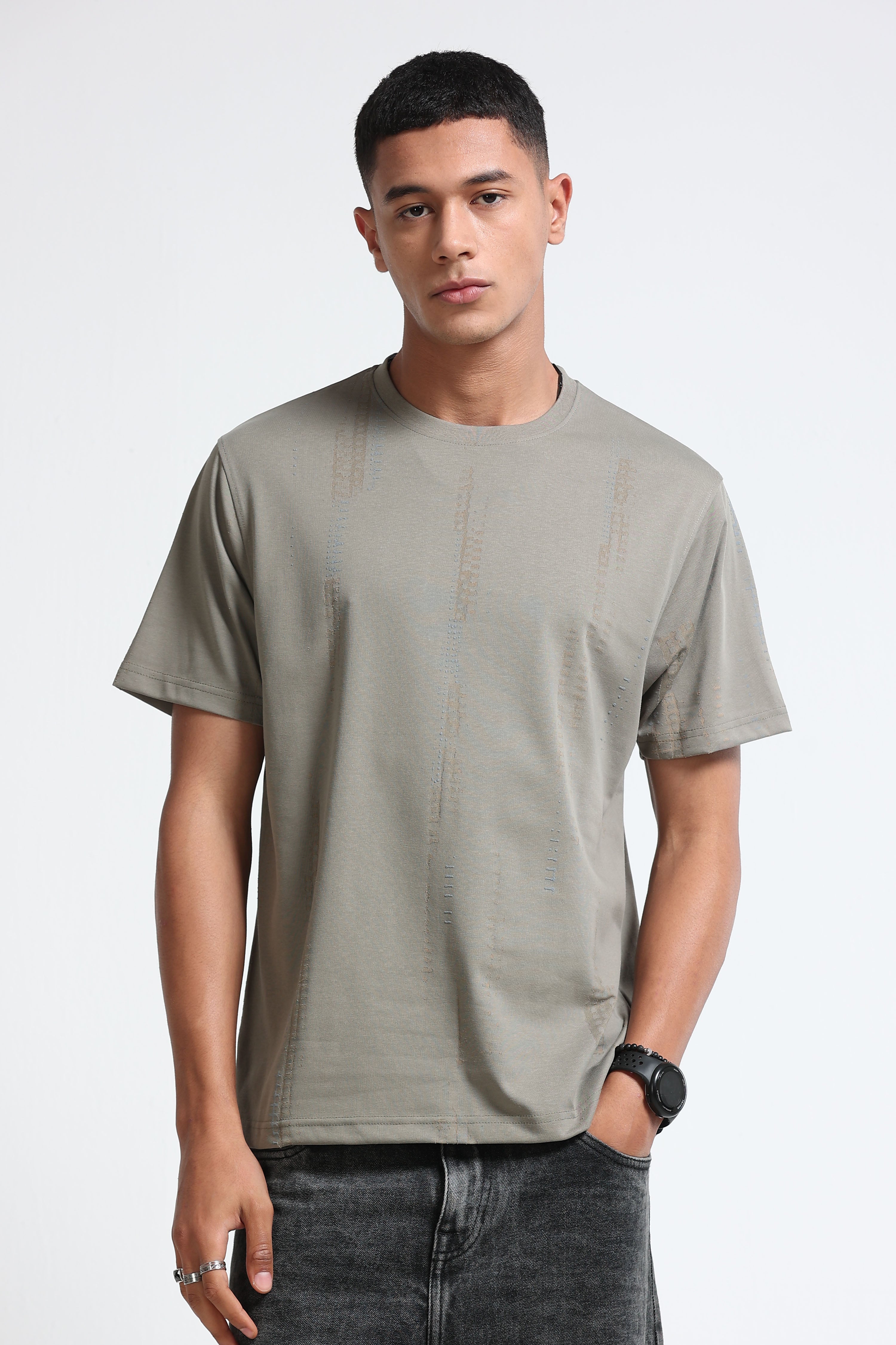 Men Olive Everyday Round Neck T-Shirt