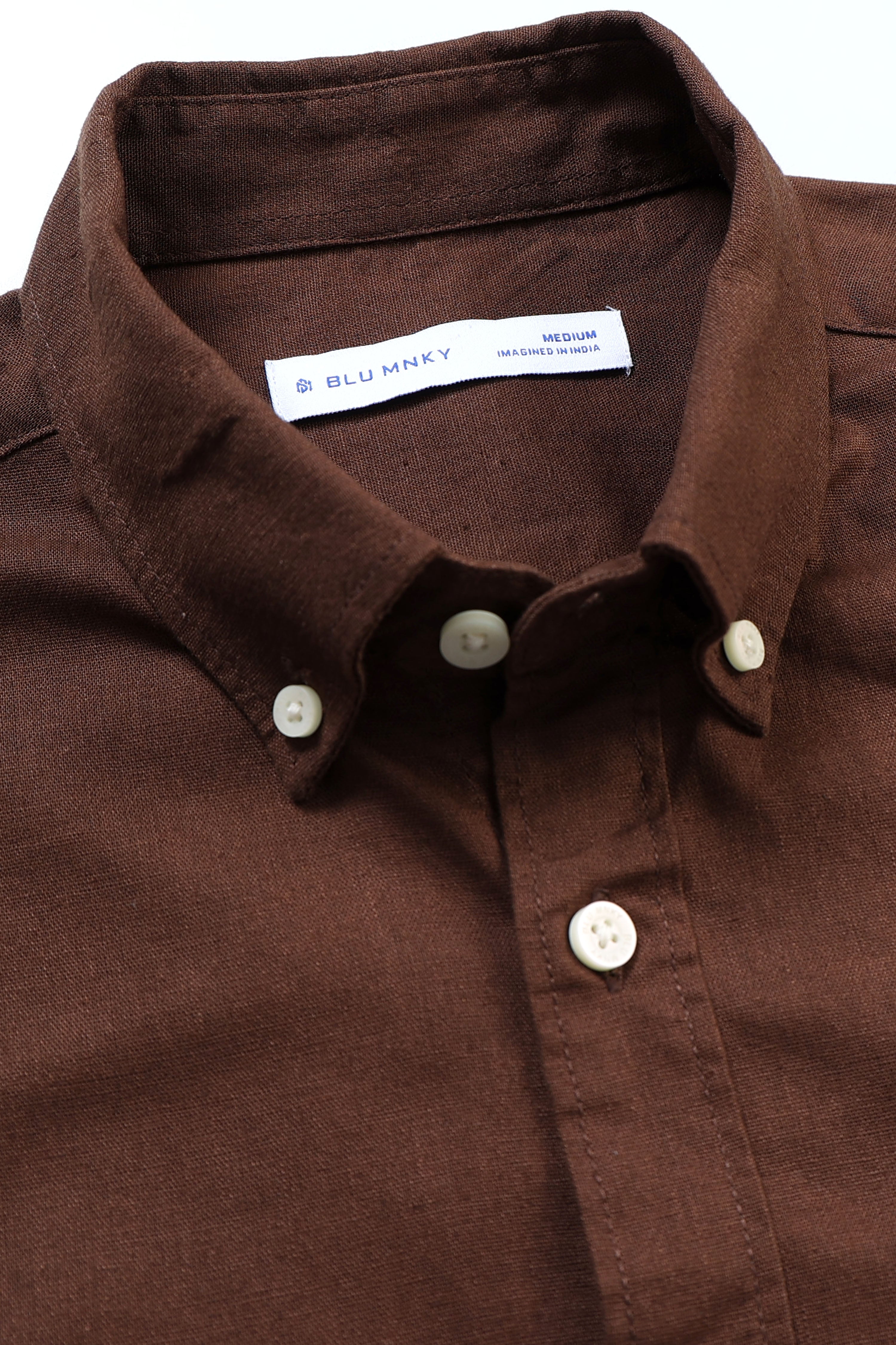 Men Brown Button-Down Shirt