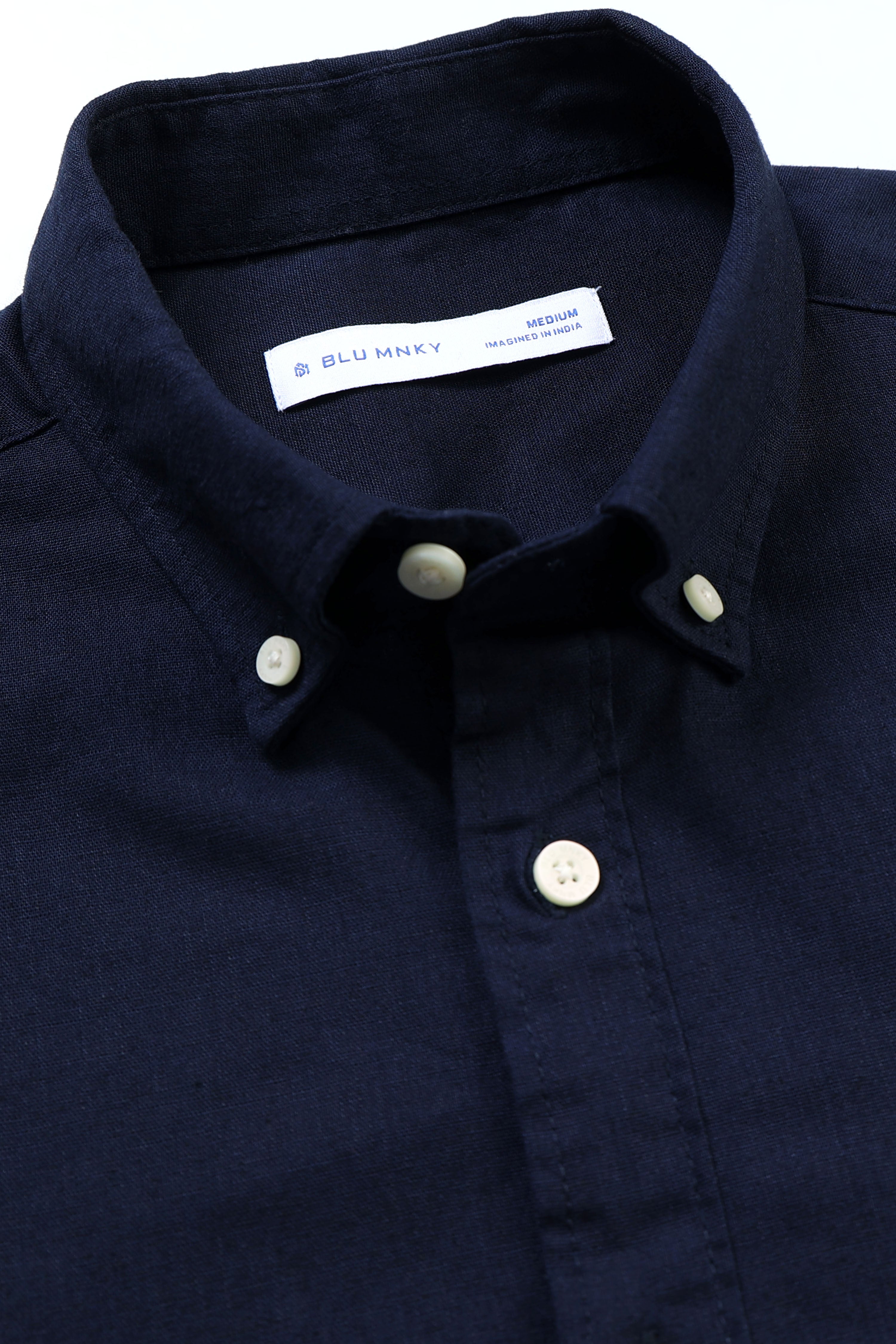 Men Navy Blue Button-Down Shirt